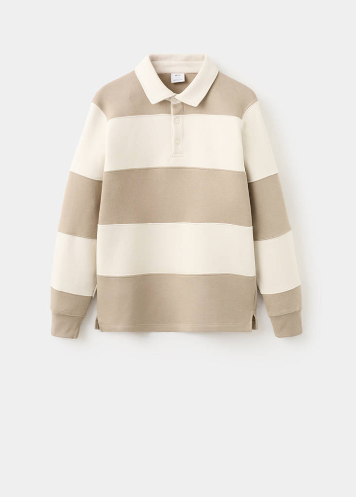 Striped polo sweatshirt — Medium Brown