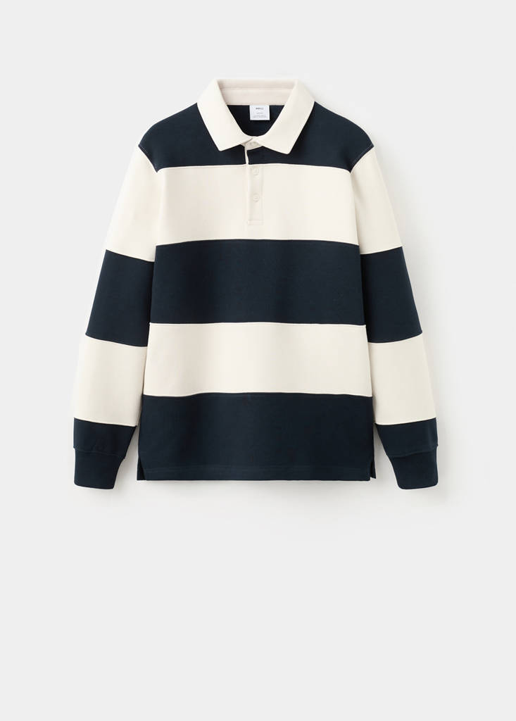 Striped polo sweatshirt — Navy