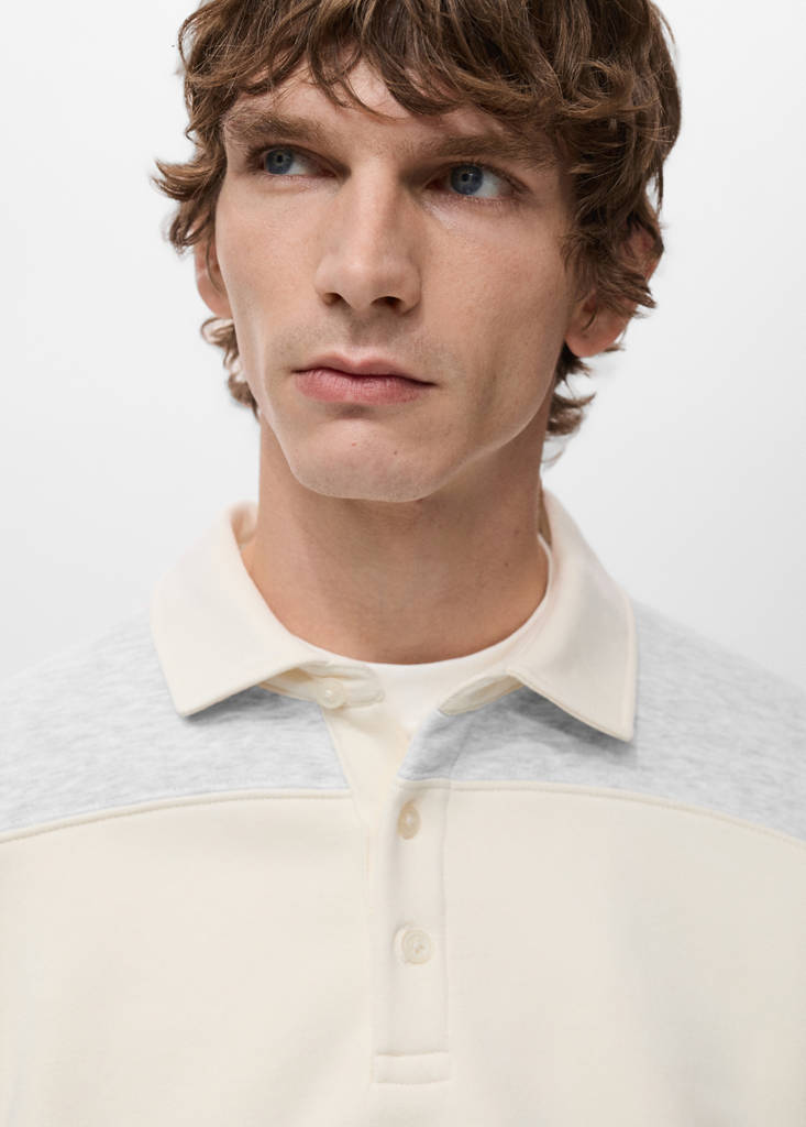 Striped polo sweatshirt — Light Heather Grey