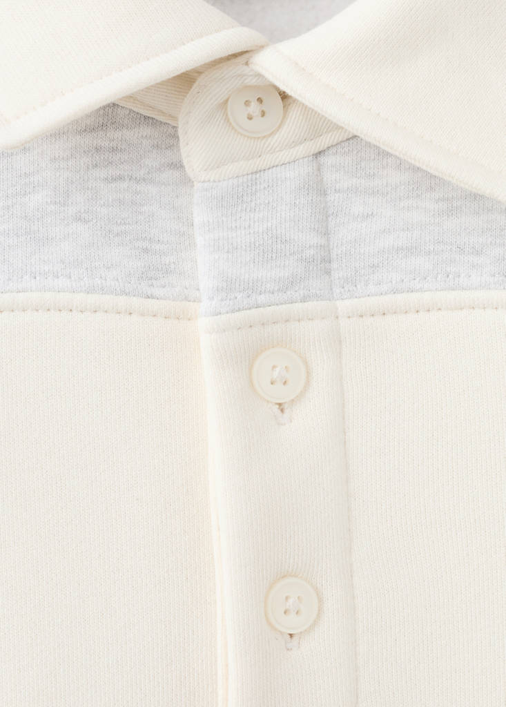 Striped polo sweatshirt — Light Heather Grey