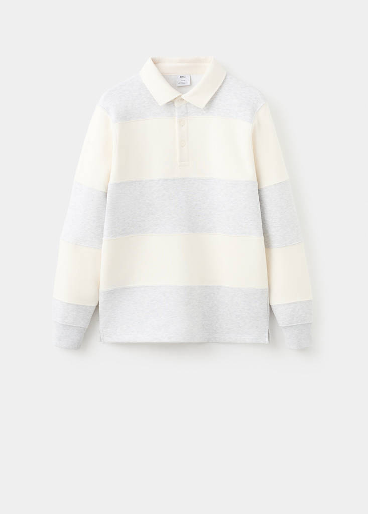 Striped polo sweatshirt — Light Heather Grey