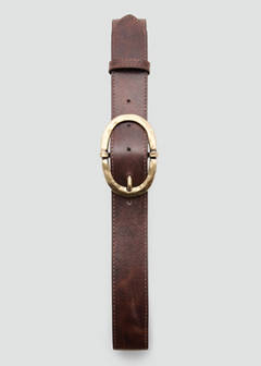 Textured metal buckle belt — Brown 4