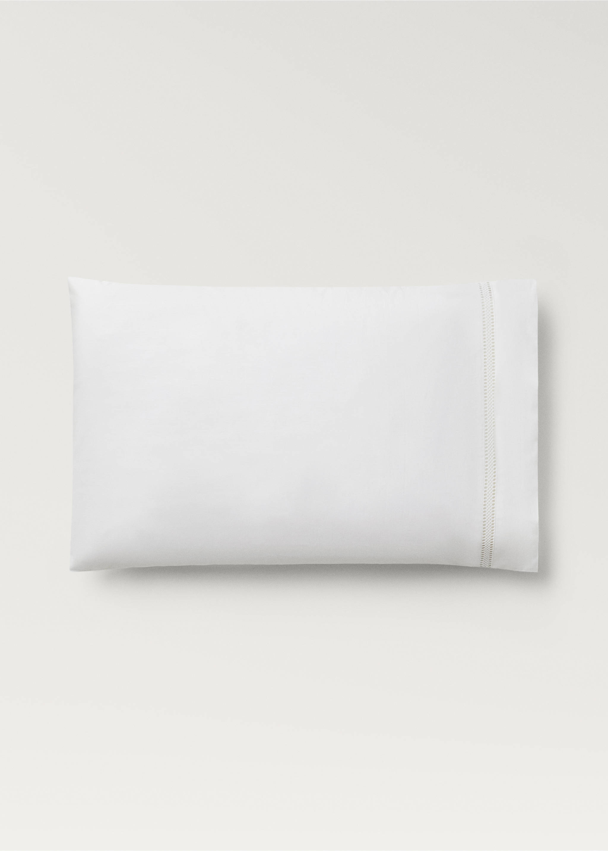 Two cotton percale pillowcases with lace insert 50x75 cm - Article without model, White. Ref: 27042894-00.