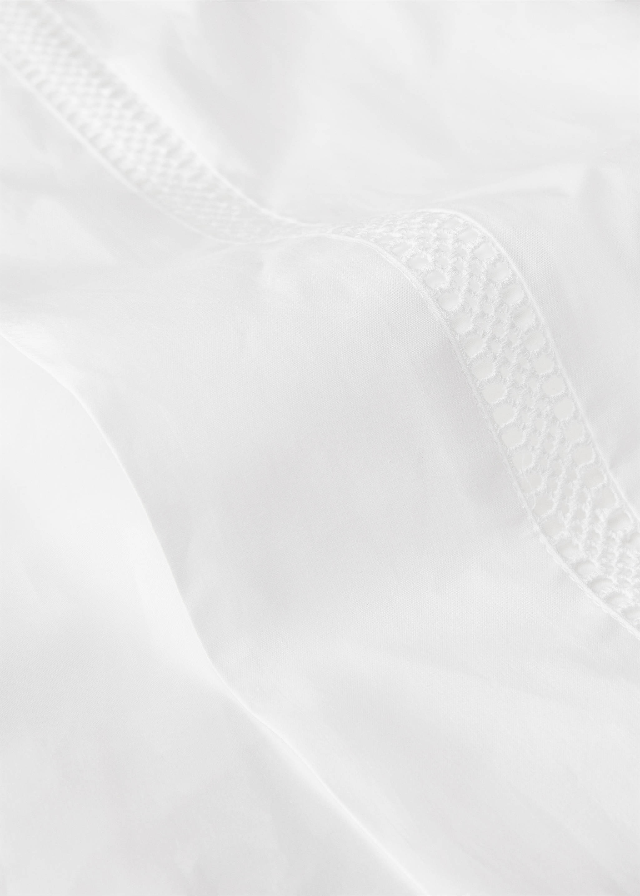 Percale cotton entrees flat sheet Queen bed - Details of the article 1, White. Ref: 27042895-00.