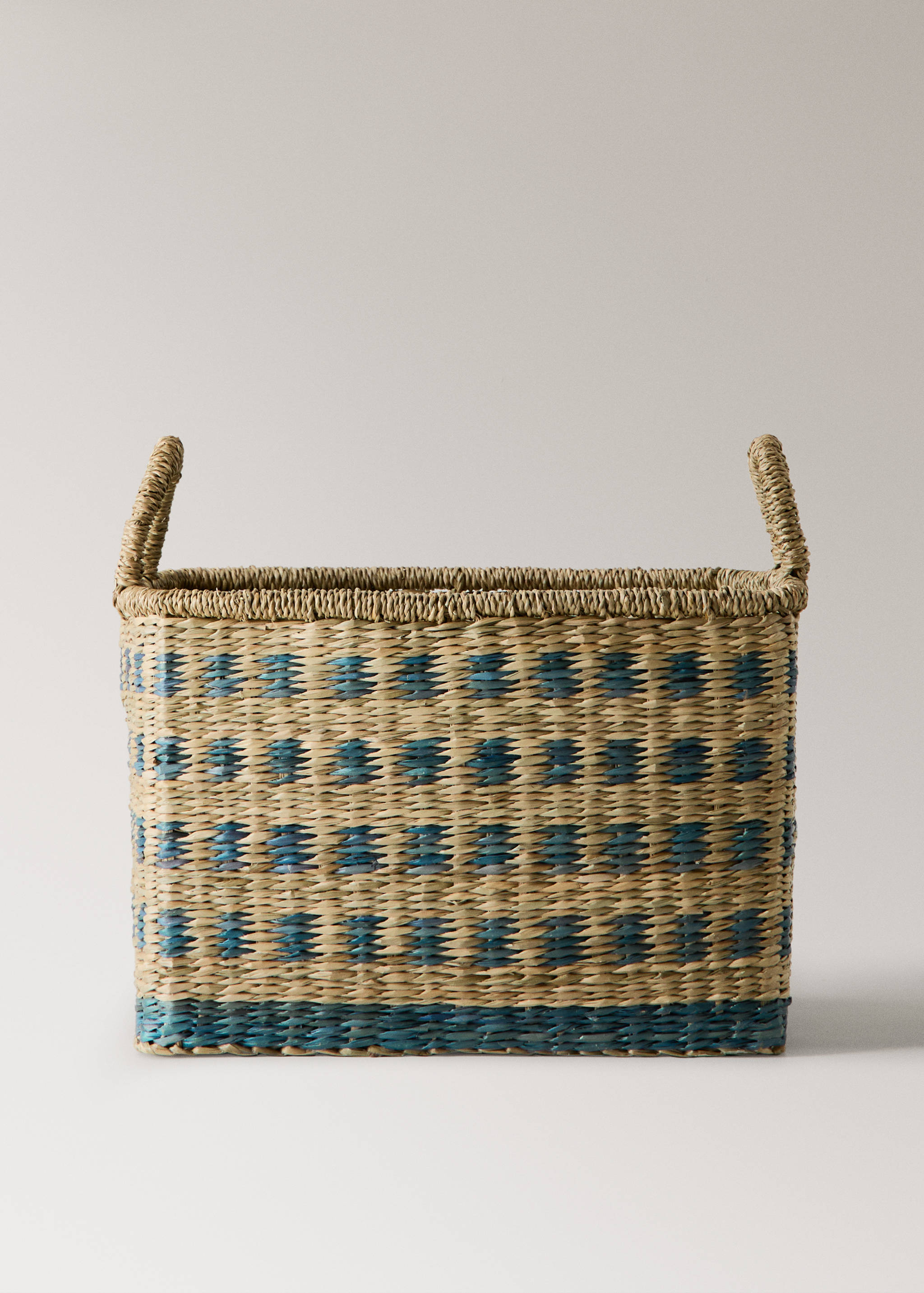 Rectangular printed basket with medium-sized handles - Article without model