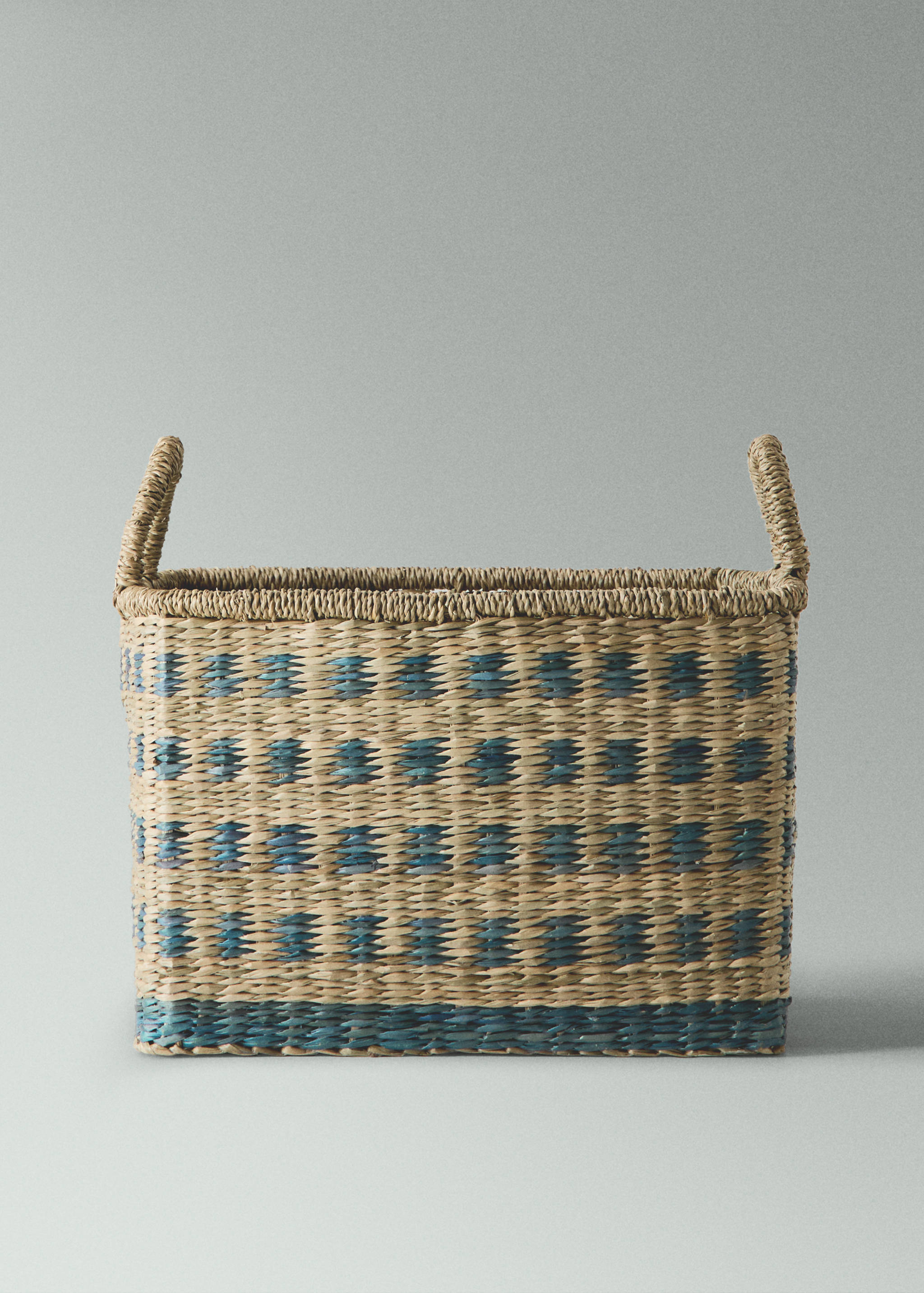 Rectangular printed basket with medium-sized handles - Medium plane