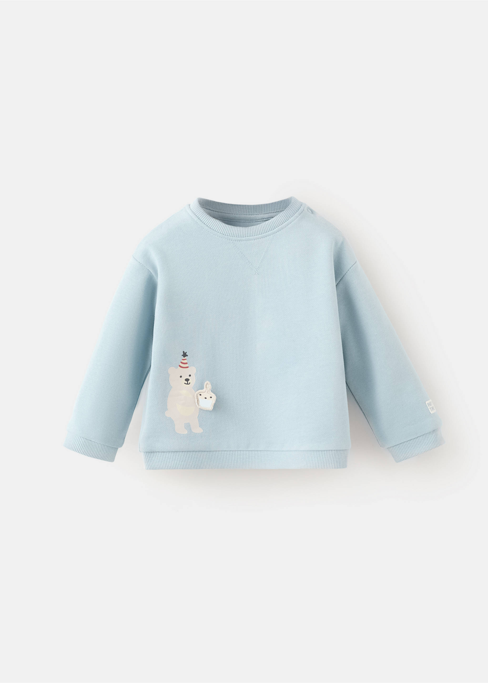 Printed cotton sweatshirt - Article without model, Sky Blue. Ref: 27042901-00.
