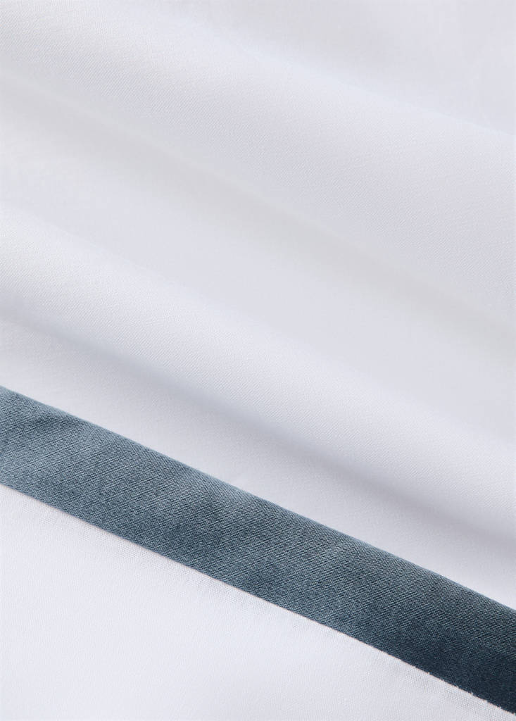 Percale cotton duvet cover 200 thread count satin edges Bed 150/160cm — Blue