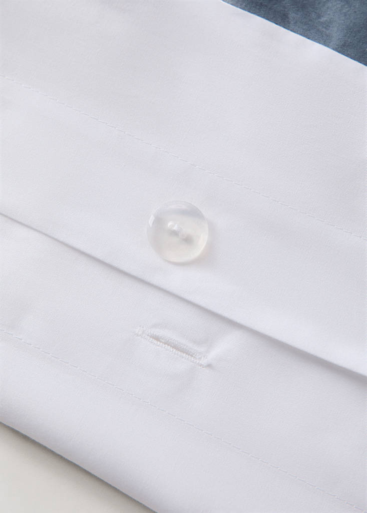 Percale cotton duvet cover 200 thread count satin edges Bed 150/160cm — Blue