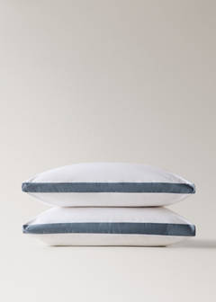 Two 200-thread count cotton percale pillowcases with satin edges 60x60cm — Blue 4