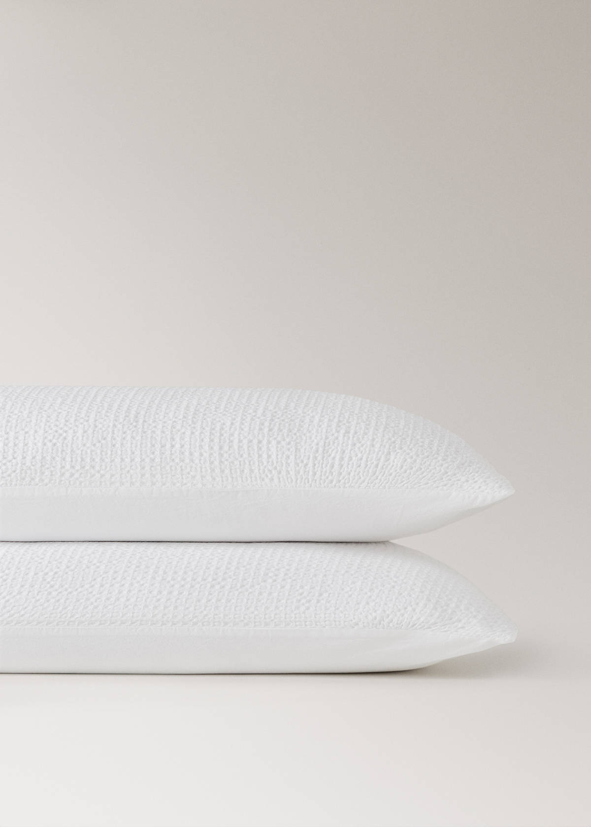 Two cotton waffle percale pillowcases 50x75 cm — White
