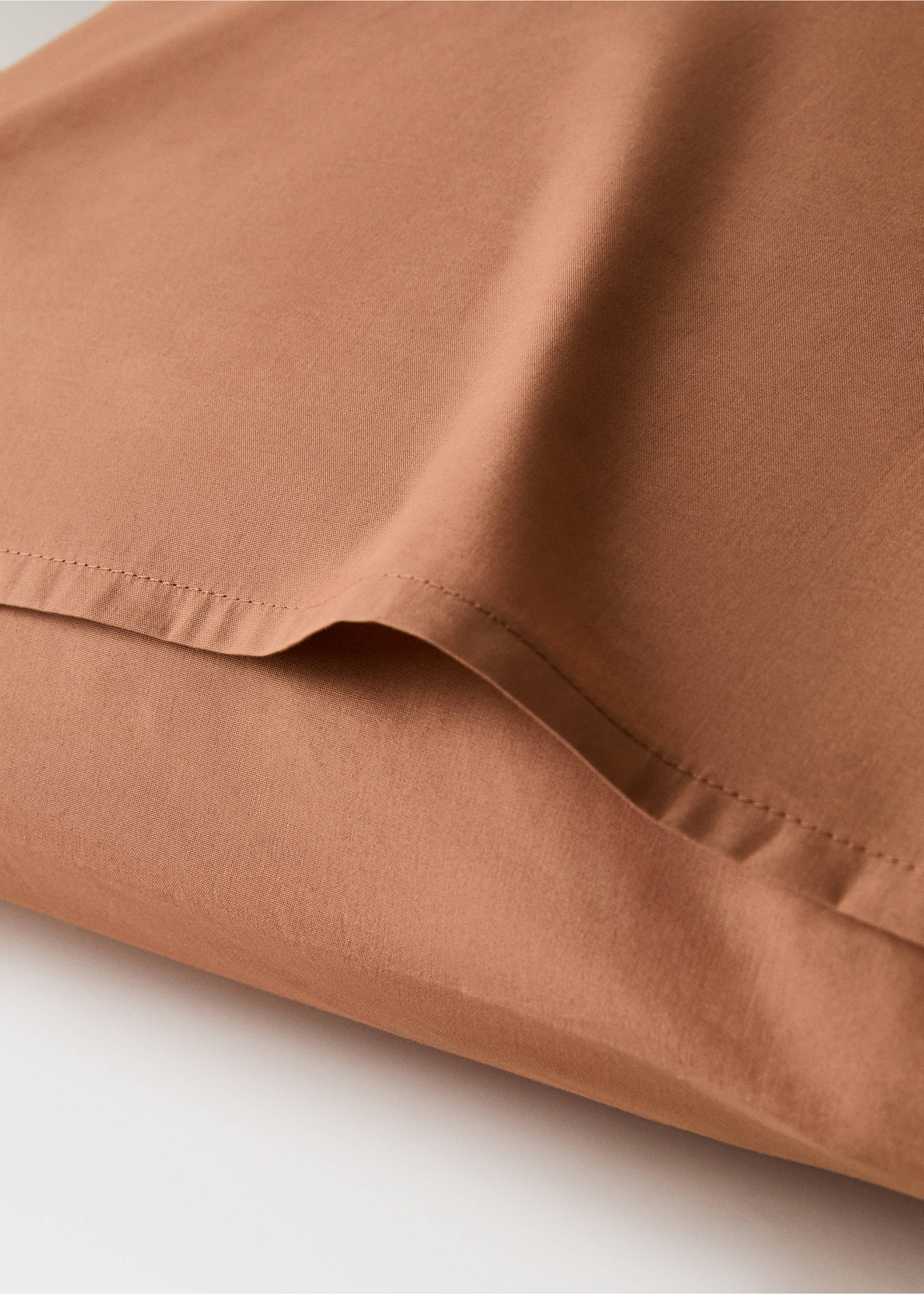 Two 200-thread count percale cotton pillowcases 50x75cm - Details of the article 2, Burnt Orange. Ref: 27042917-00.