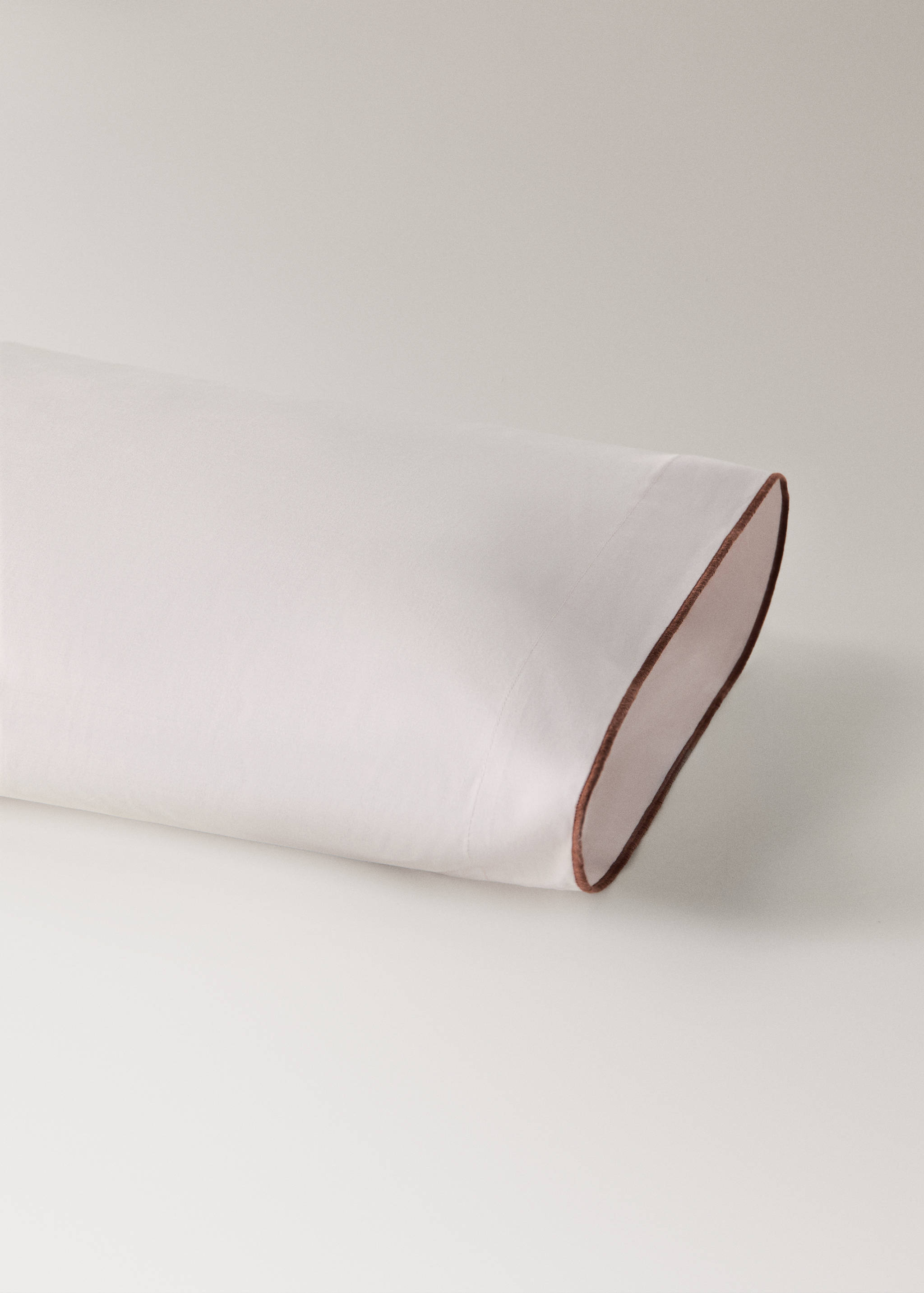 Reversible colour percale cotton pillow cover 45x110cm - Details of the article 2
