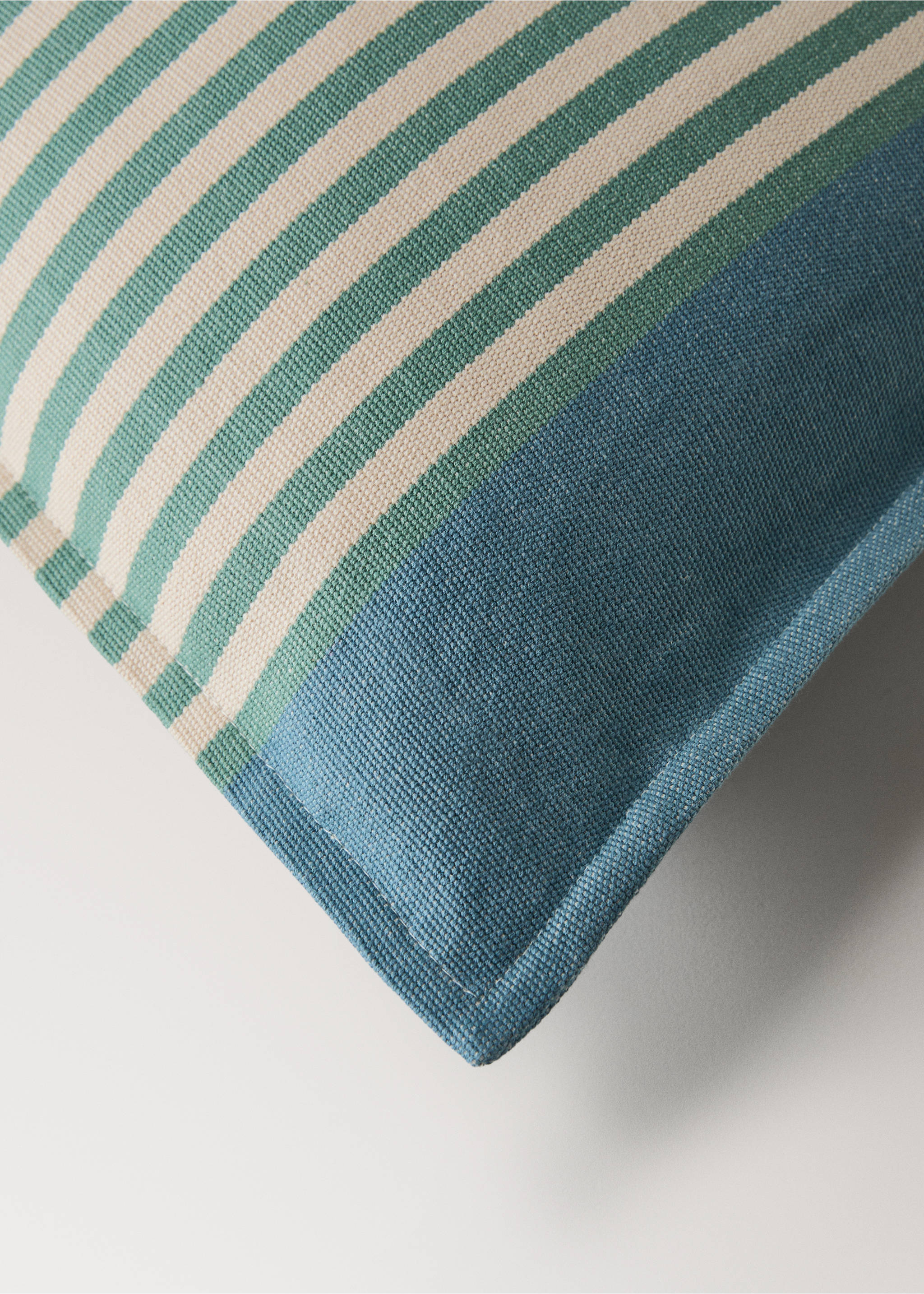 Cotton stripe cushion cover 40x60 cm - Details of the article 1, Blue. Ref: 27042923-00.