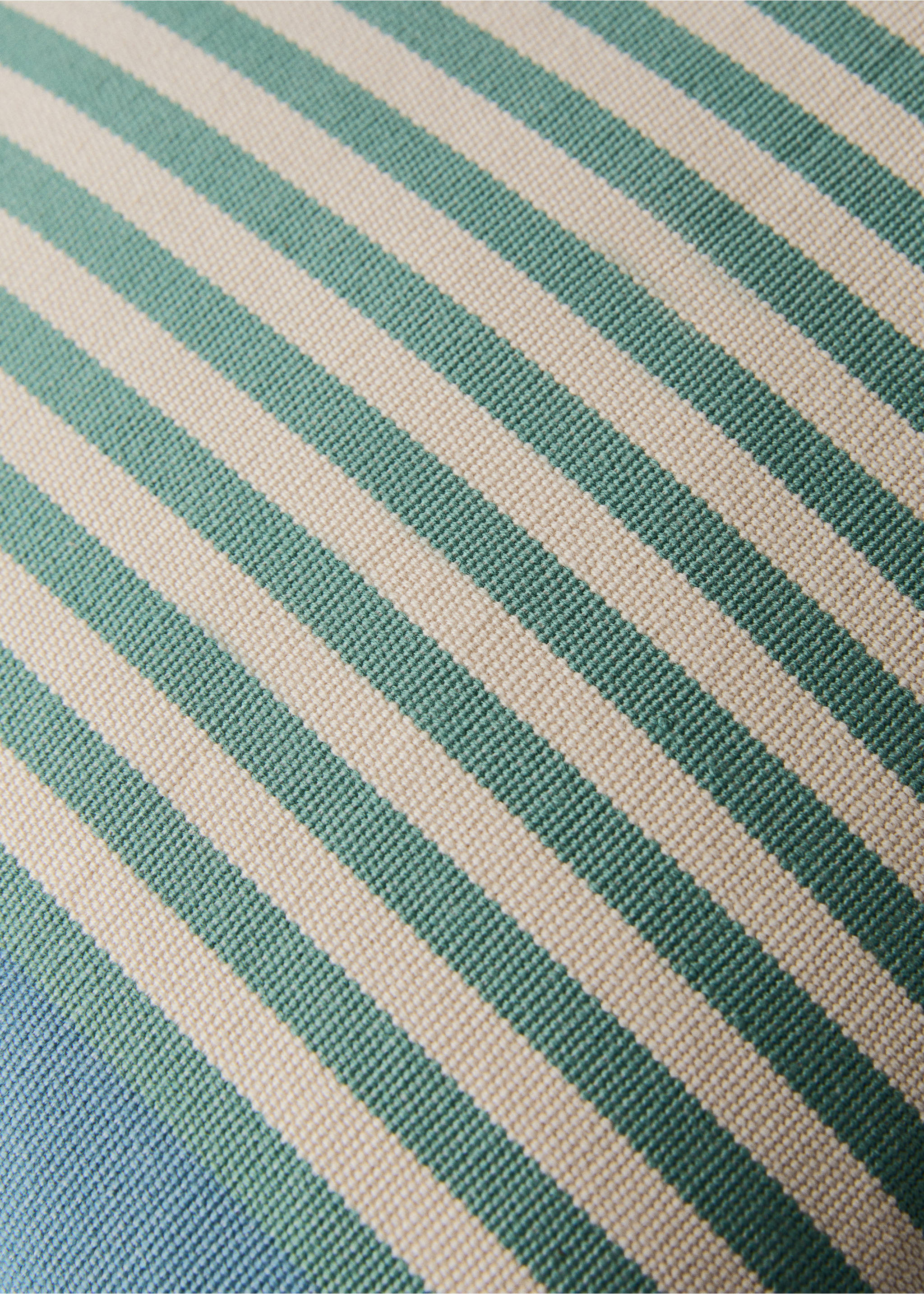 Cotton stripe cushion cover 40x60 cm - Details of the article 3, Blue. Ref: 27042923-00.