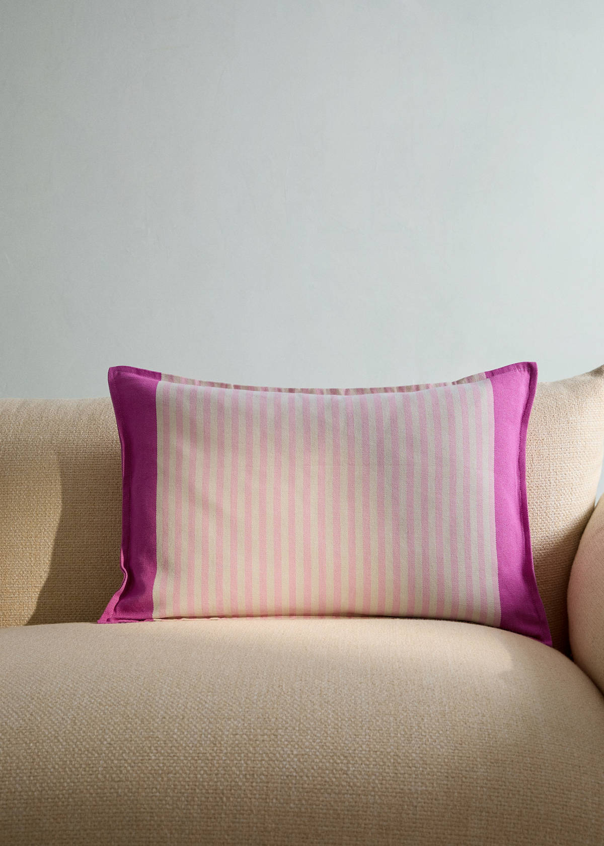Cotton stripe cushion cover 40x60 cm — Pastel Pink