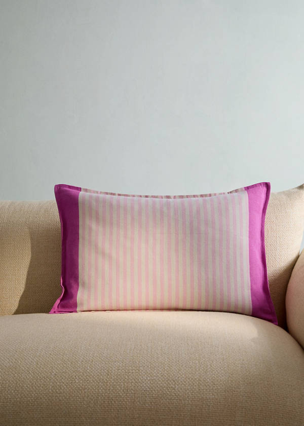 Cotton stripe cushion cover 40x60 cm — Pastel Pink