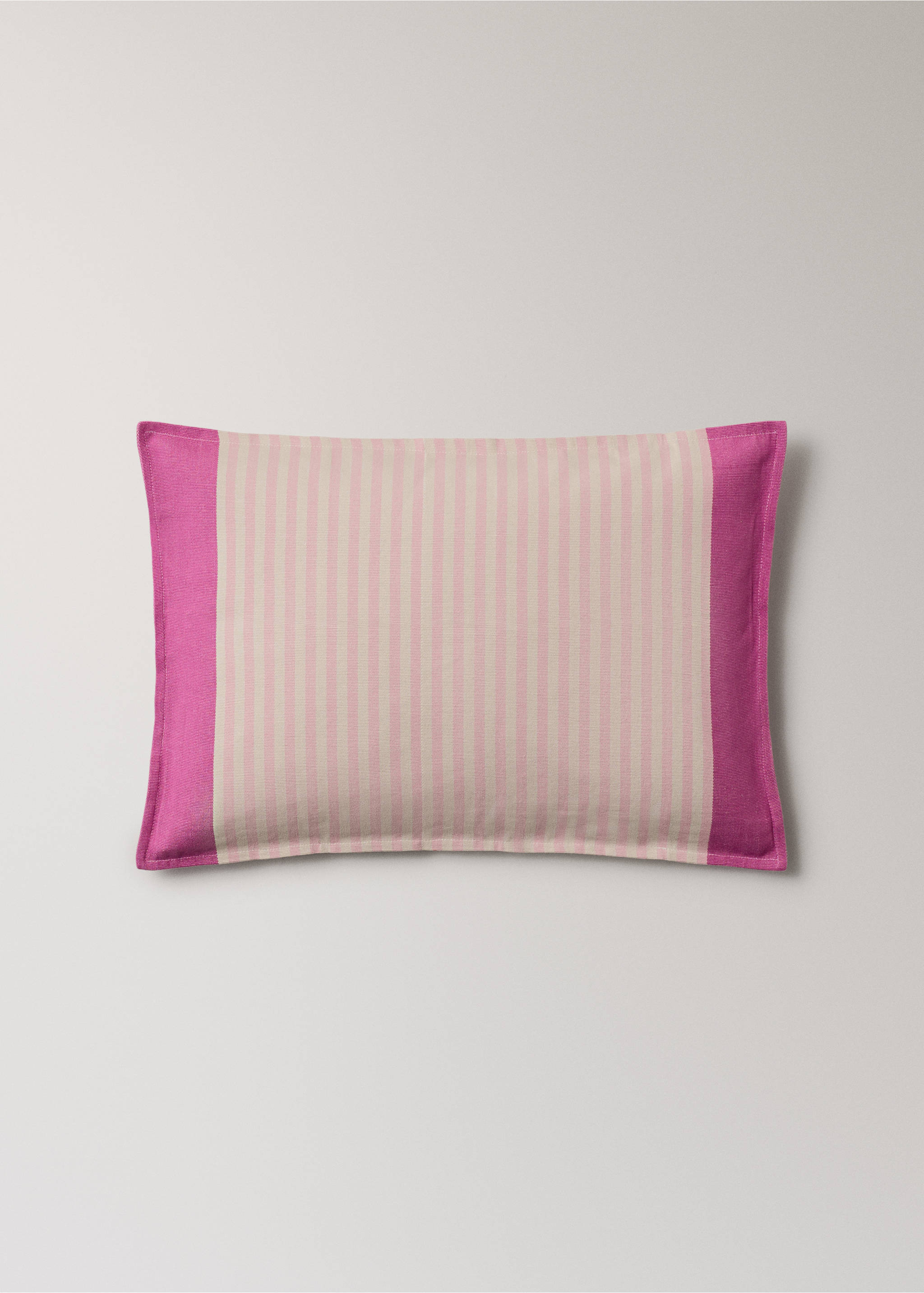Cotton striped cushion cover 16x24 in - Article without model, Pastel Pink. Ref: 27042923-00.