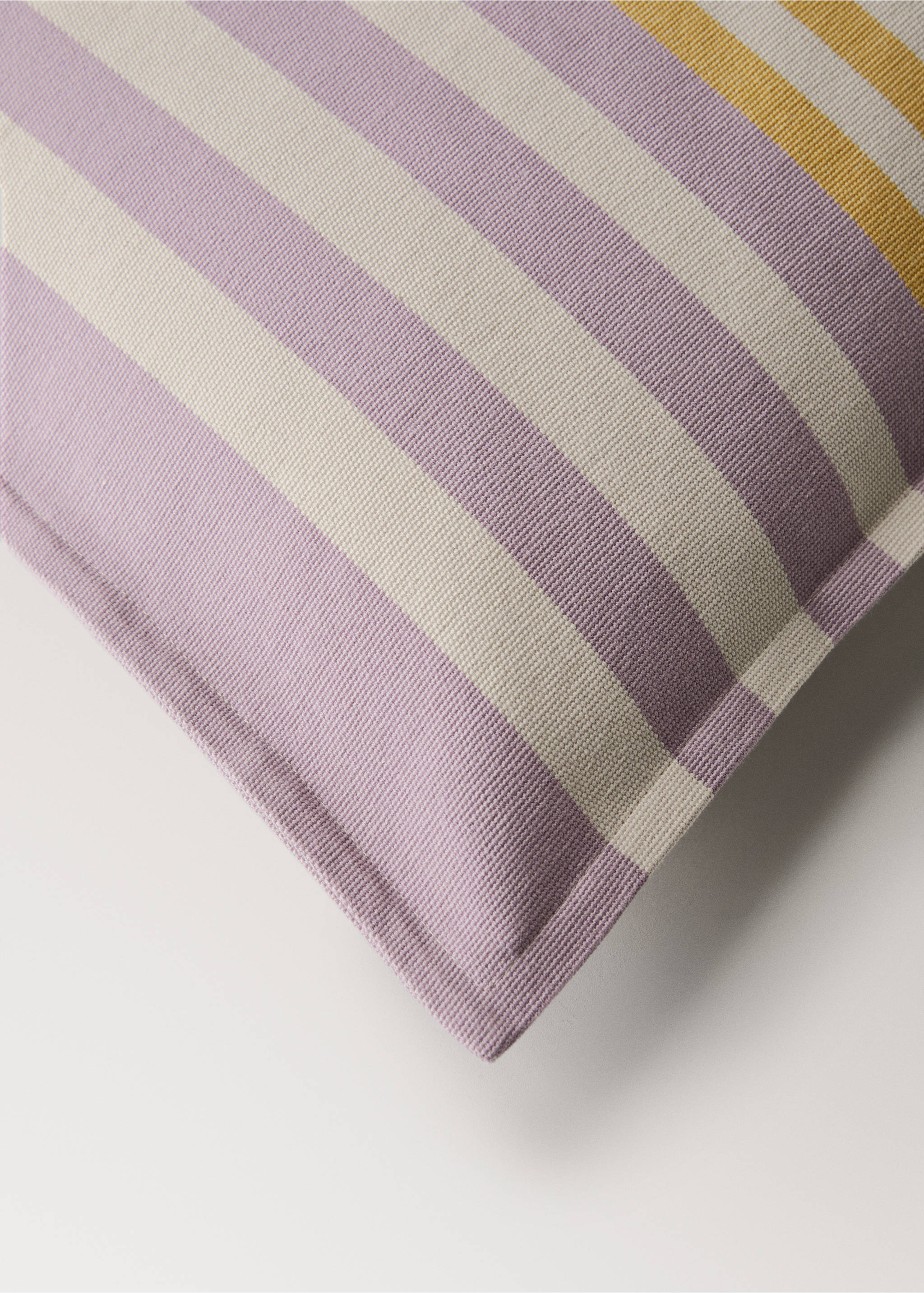 Cotton cushion cover with striped design 50x50 cm - Details of the article 1, Green. Ref: 27042925-00.