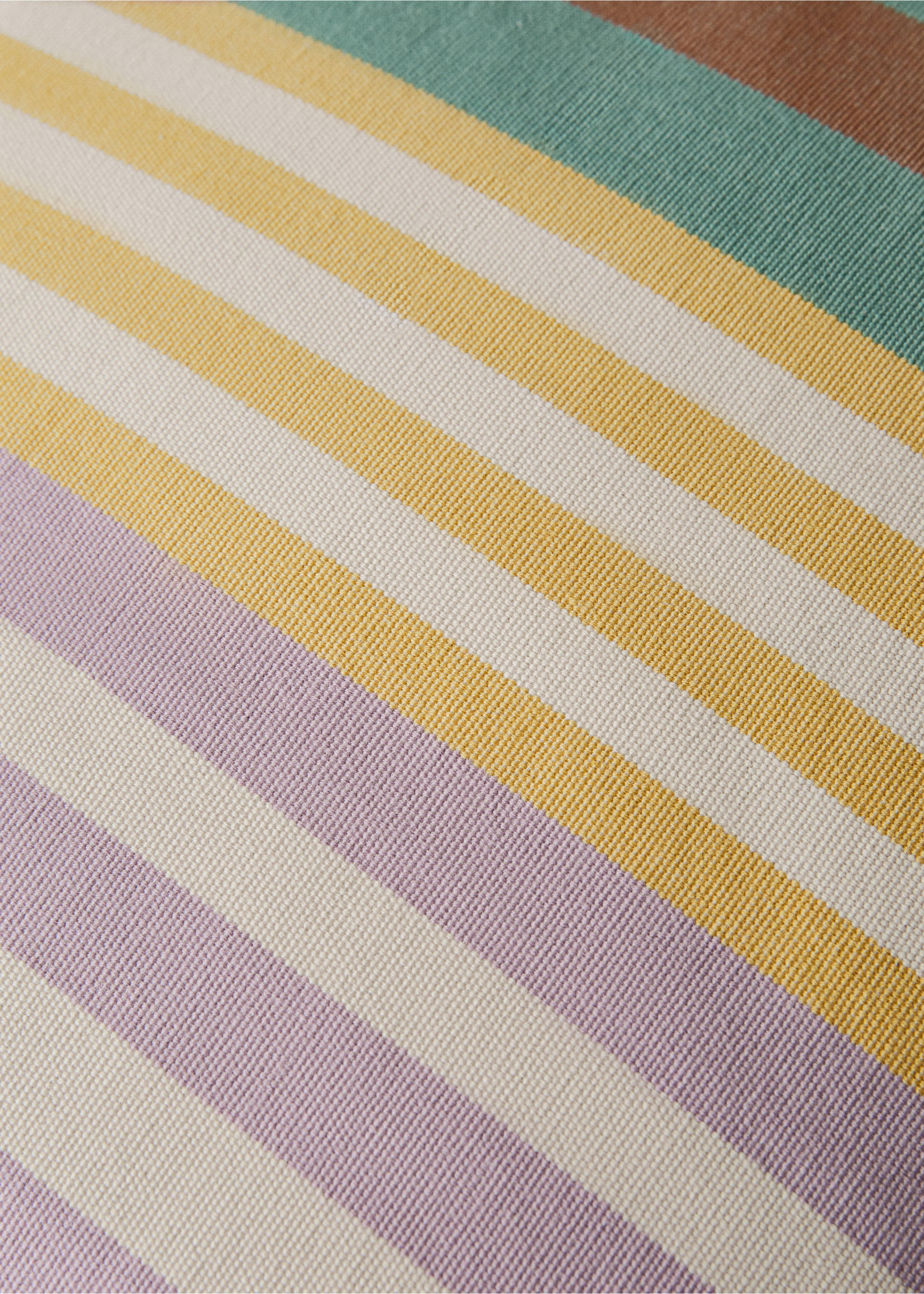 Cotton cushion cover with striped design 50x50 cm - Details of the article 3, Green. Ref: 27042925-00.