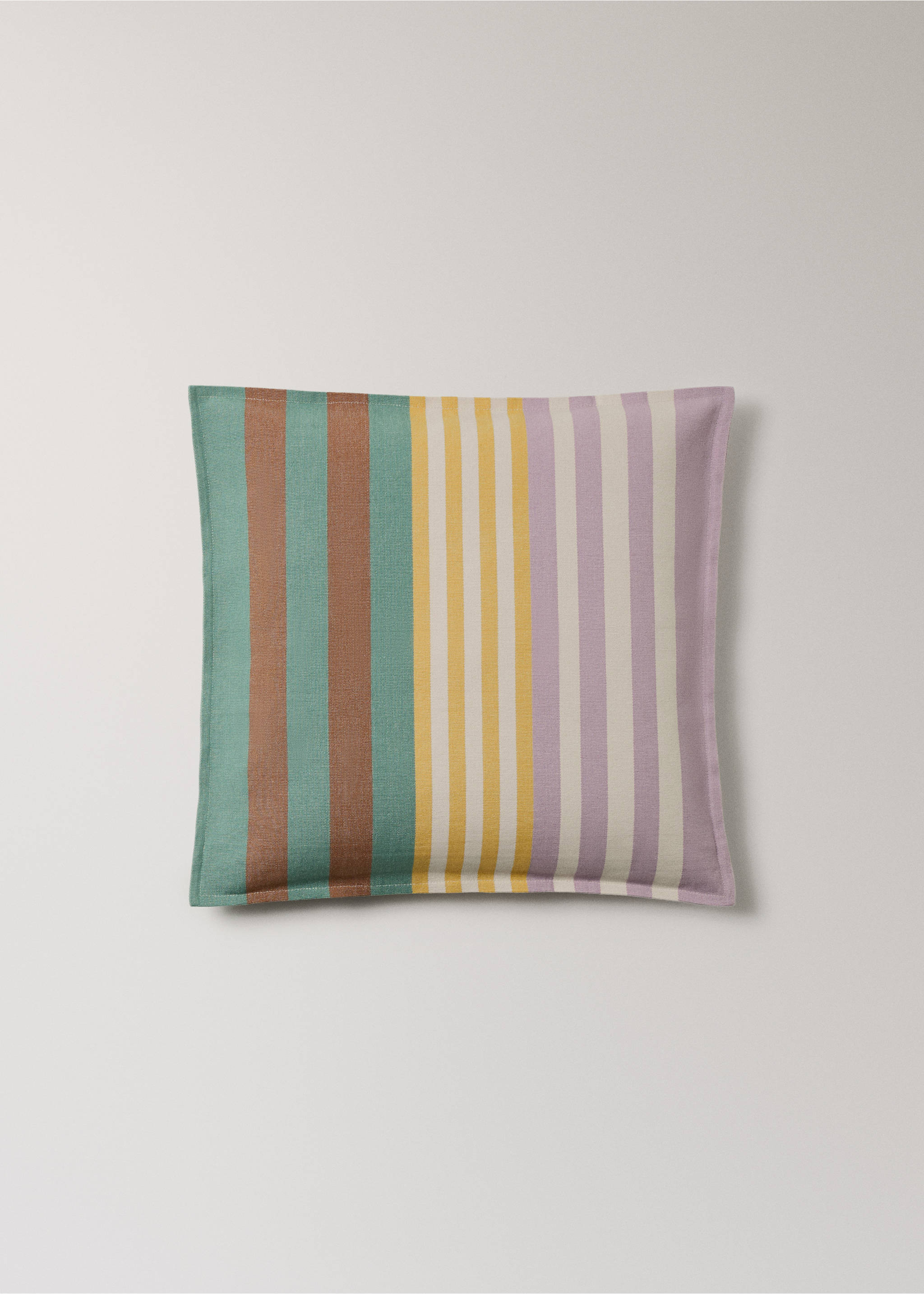 Cotton cushion cover with striped design 50x50 cm - Article without model, Green. Ref: 27042925-00.
