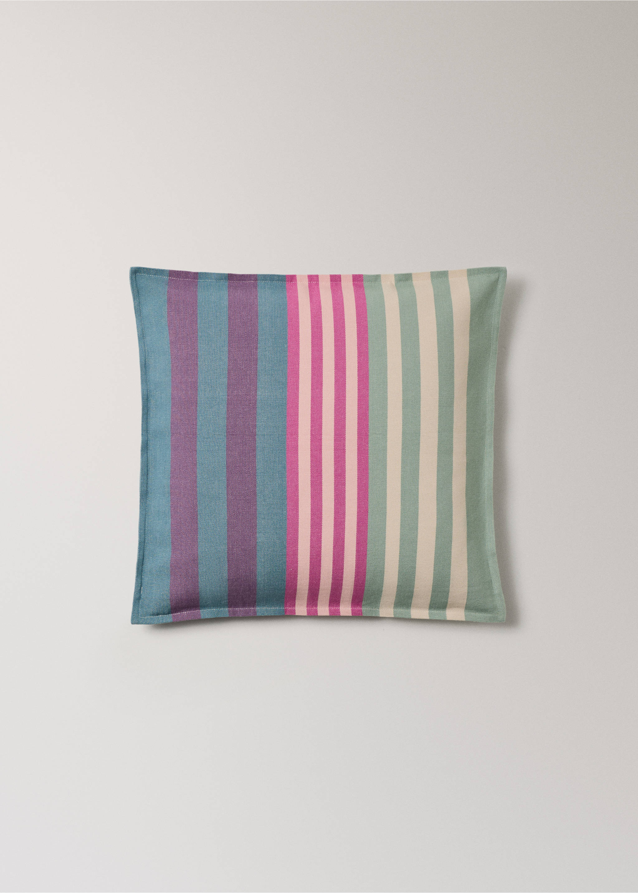 Copricuscino cotone motivo a righe 50x50 cm - Articolo senza modello, Rosa pastello. Ref: 27042925-00.