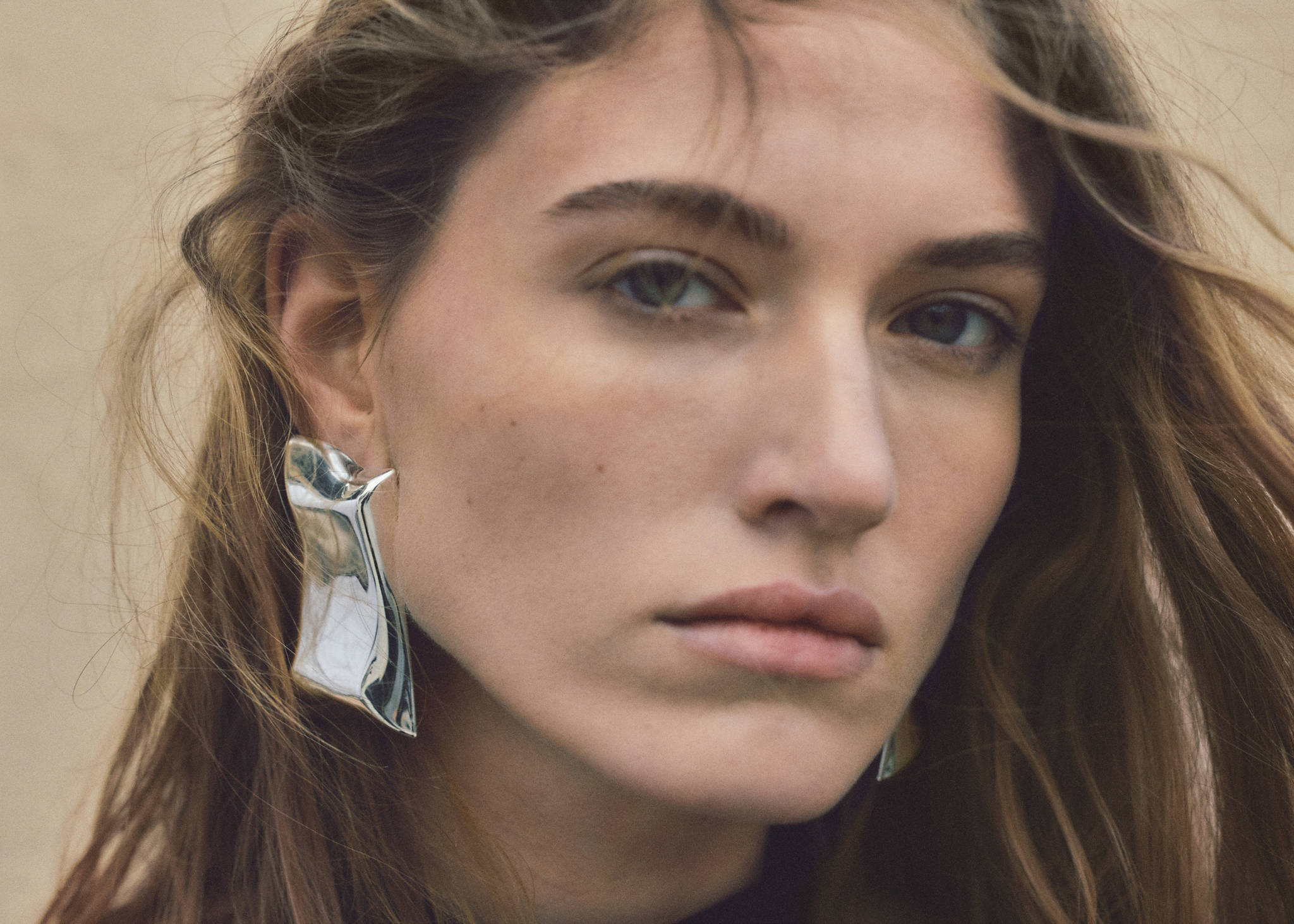 Irregular metallic earrings - Panoramic plane