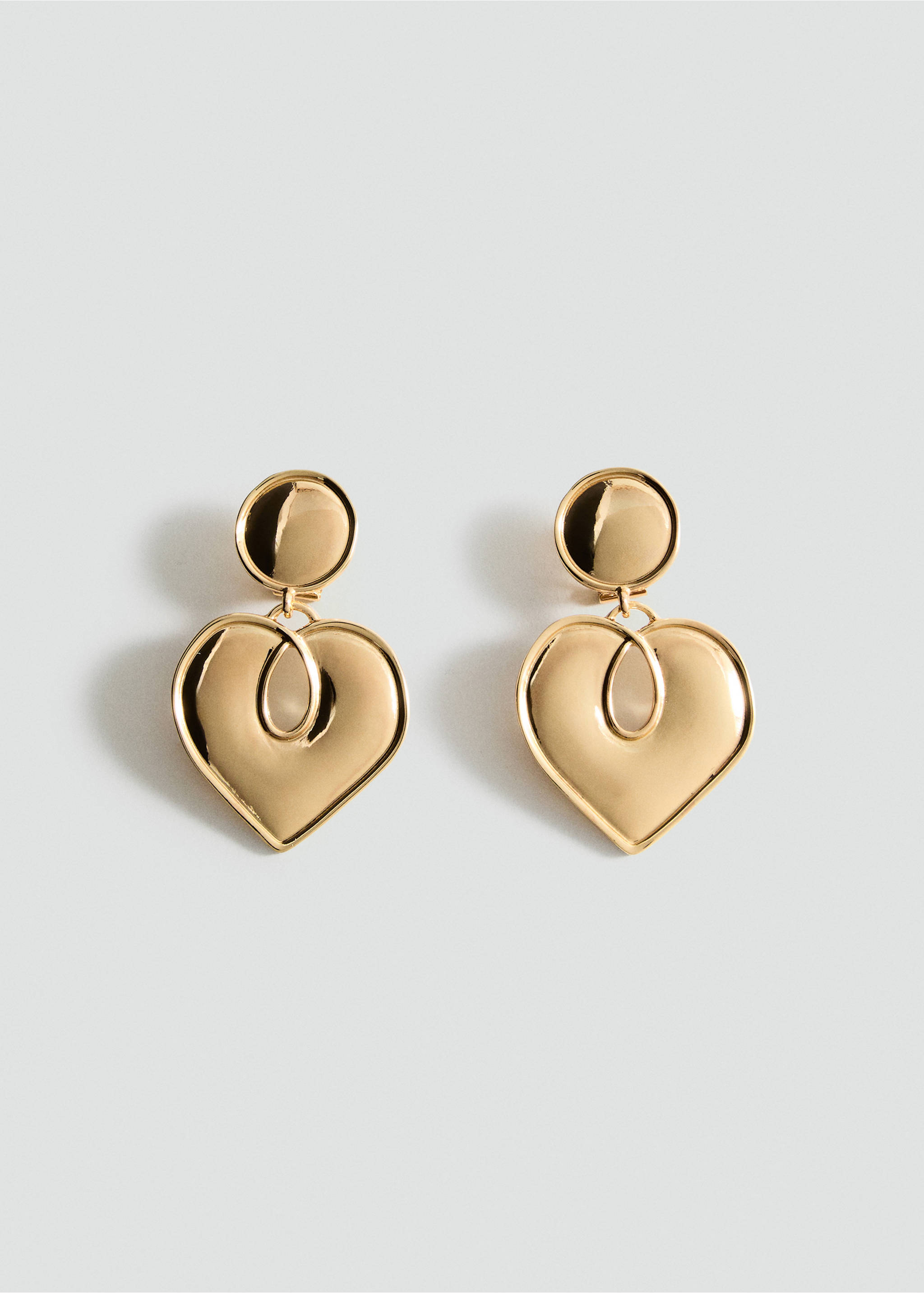 텍스처드 하트 이어링 - 모델 없는 상품, 골드. Ref: 27042931-00.