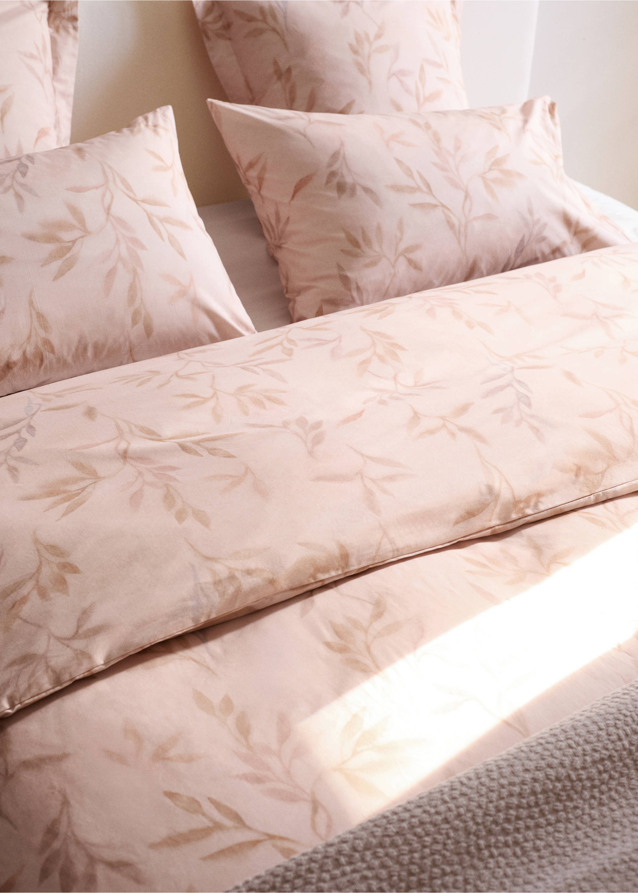 Bettbezug aus Baumwoll-Perkal mit Blattmotiv für 90 cm Bett - Detail des Artikels 7, Pfirsich. Ref: 27043021-00.