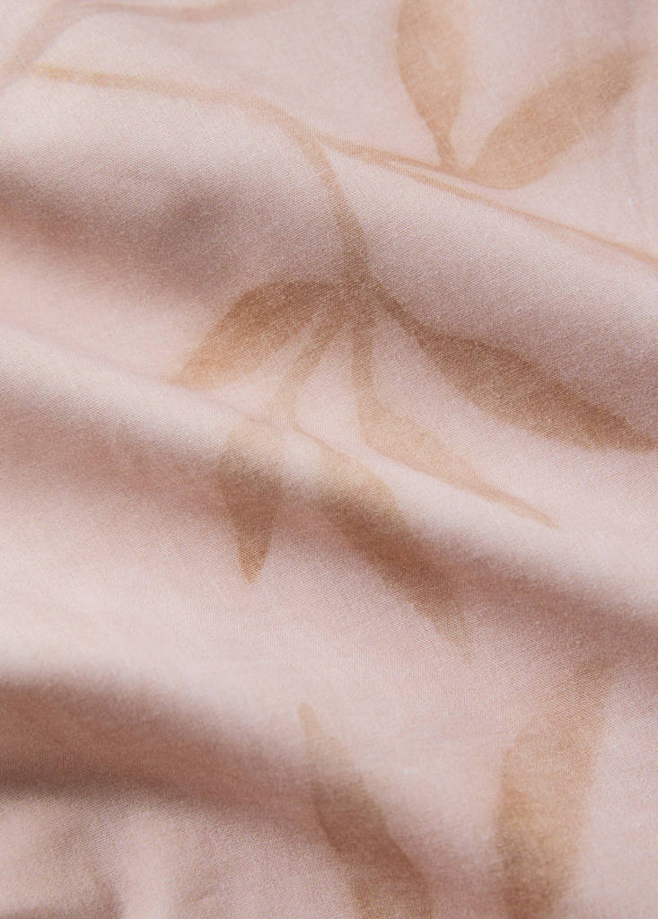 Percale cotton duvet cover with leaf print for a 90cm bed — Peach
