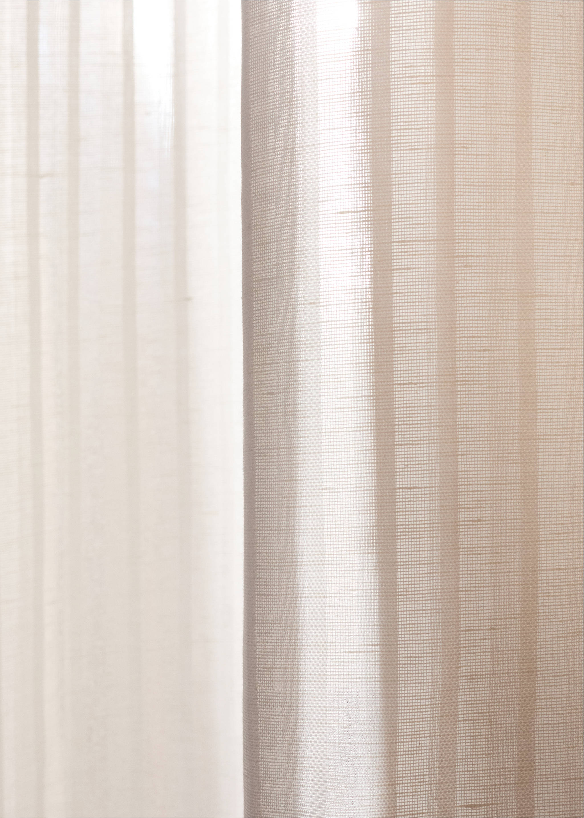 Linen cotton striped curtain with medium opacity - Details of the article 7, Ecru. Ref: 27043270-00.