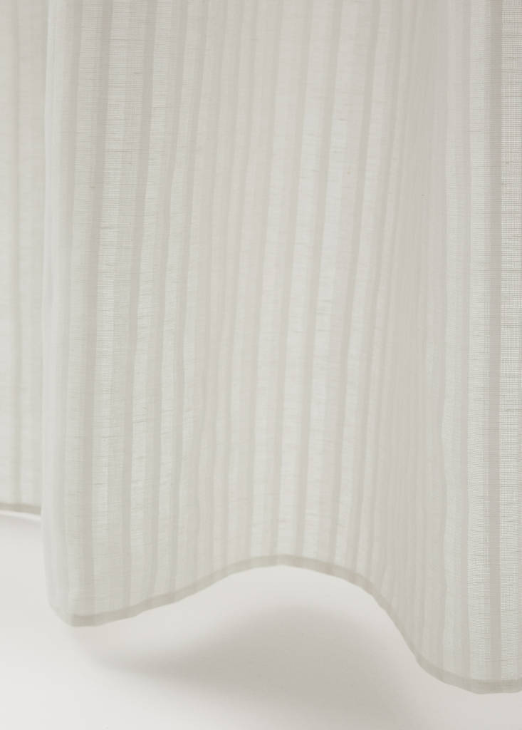 Linen cotton striped curtain with medium opacity — Ecru