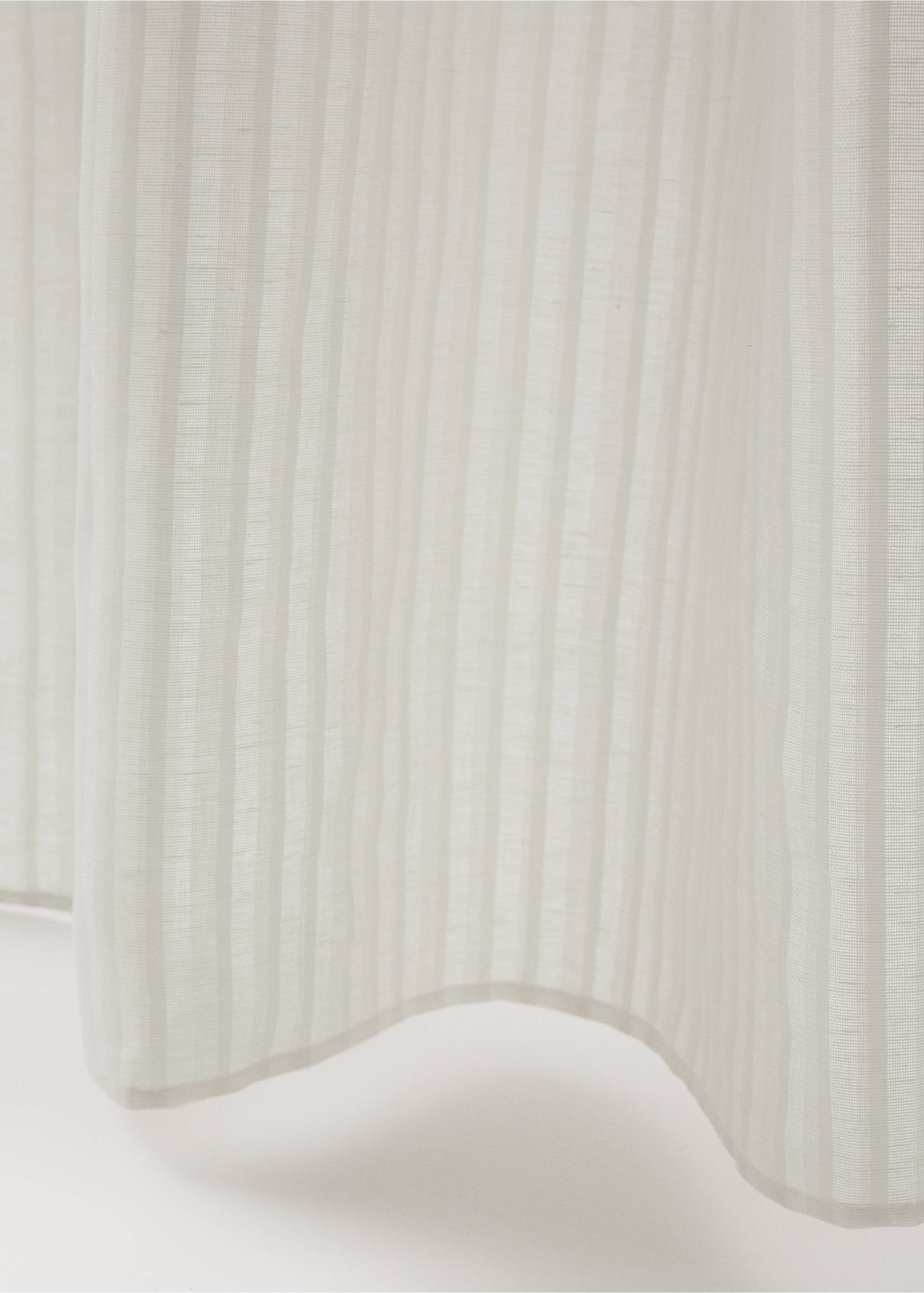 Linen cotton striped curtain with medium opacity - Details of the article 1, Ecru. Ref: 27043270-00.