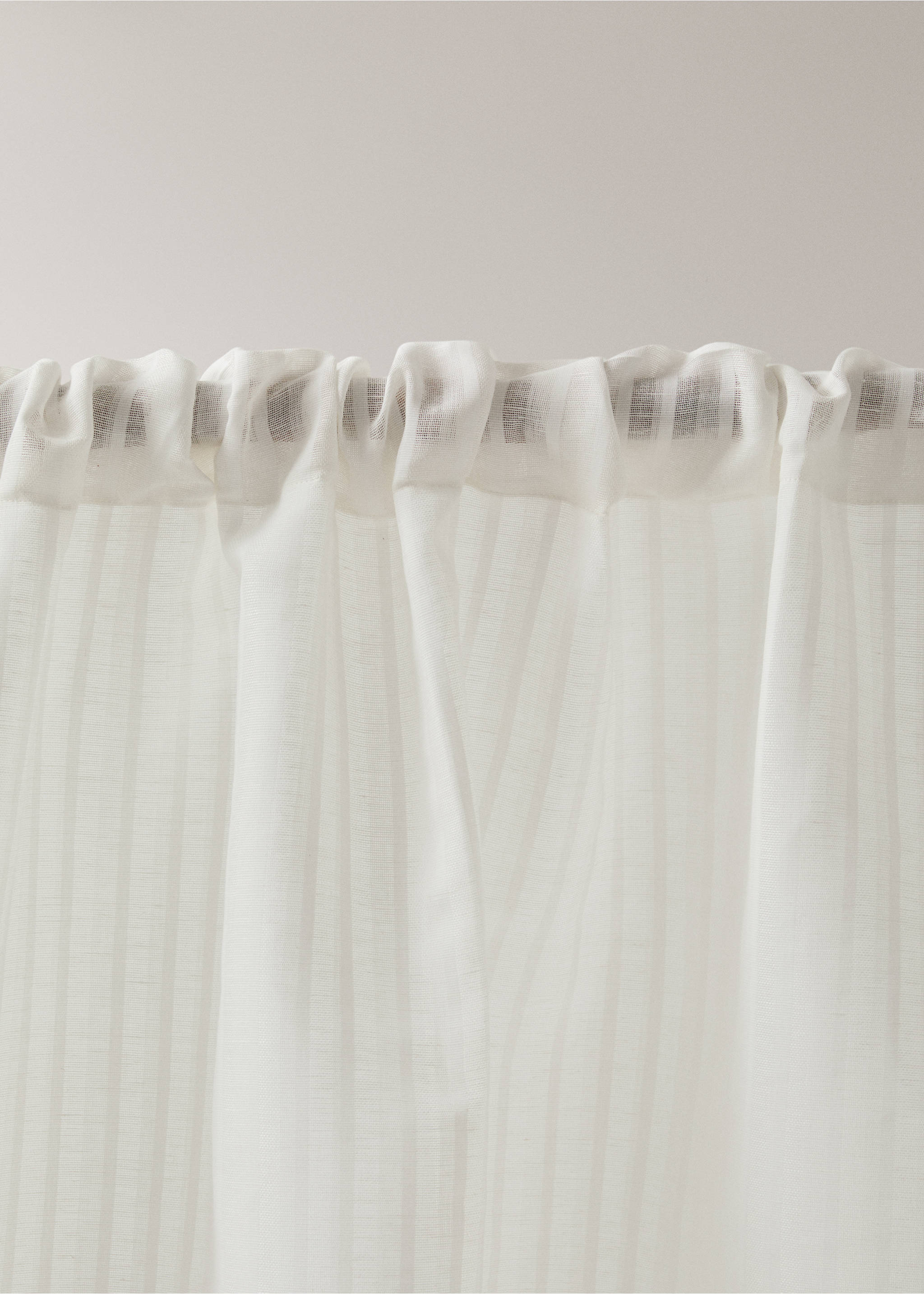 Linen cotton striped curtain with medium opacity - Details of the article 2, Ecru. Ref: 27043270-00.