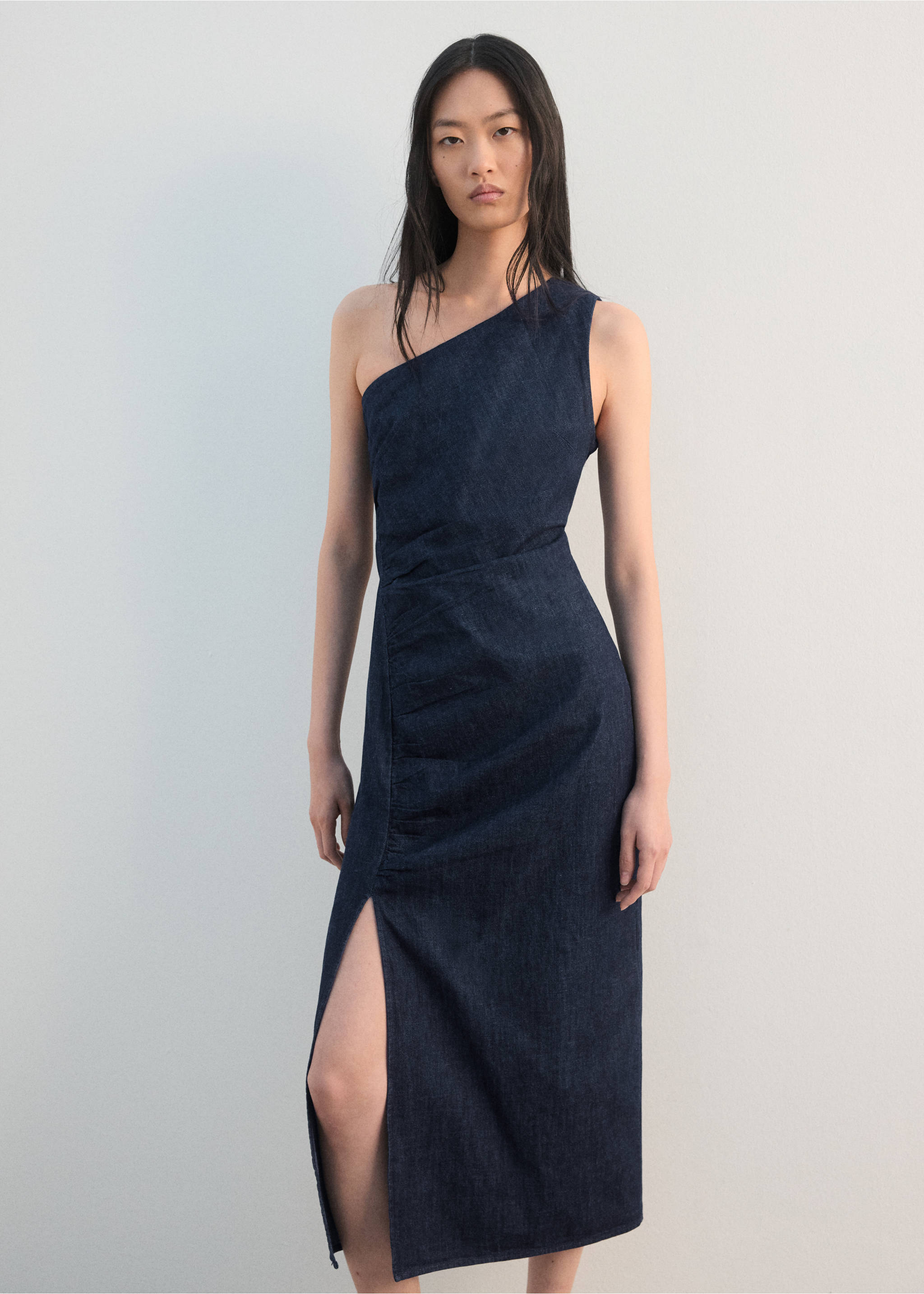 Gaun denim asimetris - Tampilan Sedang, Open Blue. Ref: 27043271-00.