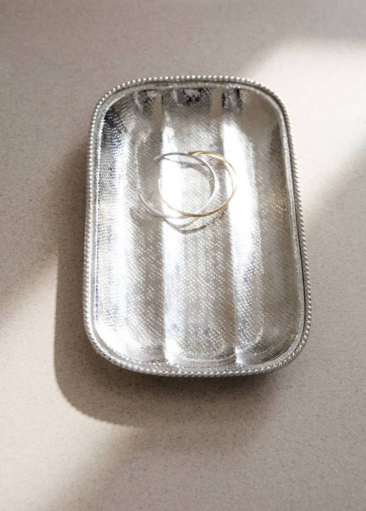 Rectangular brass bathroom tray — Silver