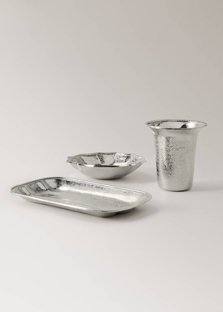 Rectangular brass bathroom tray — Silver