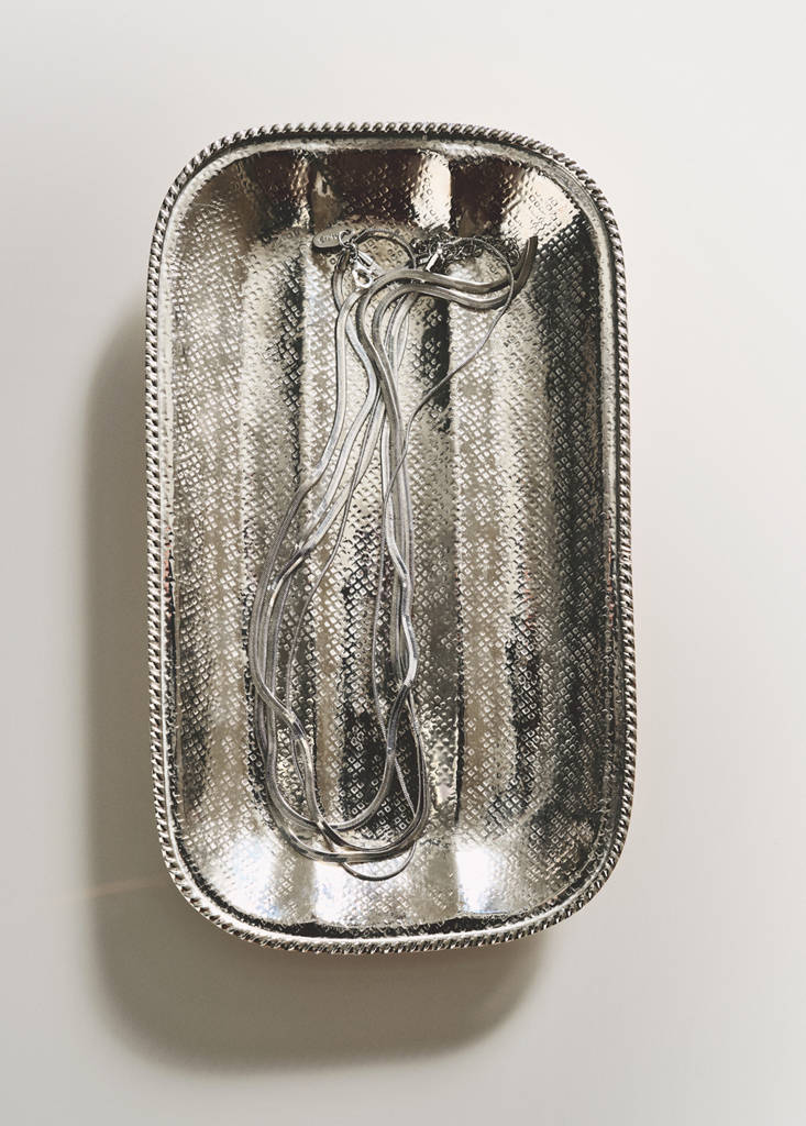 Rectangular brass bathroom tray — Silver