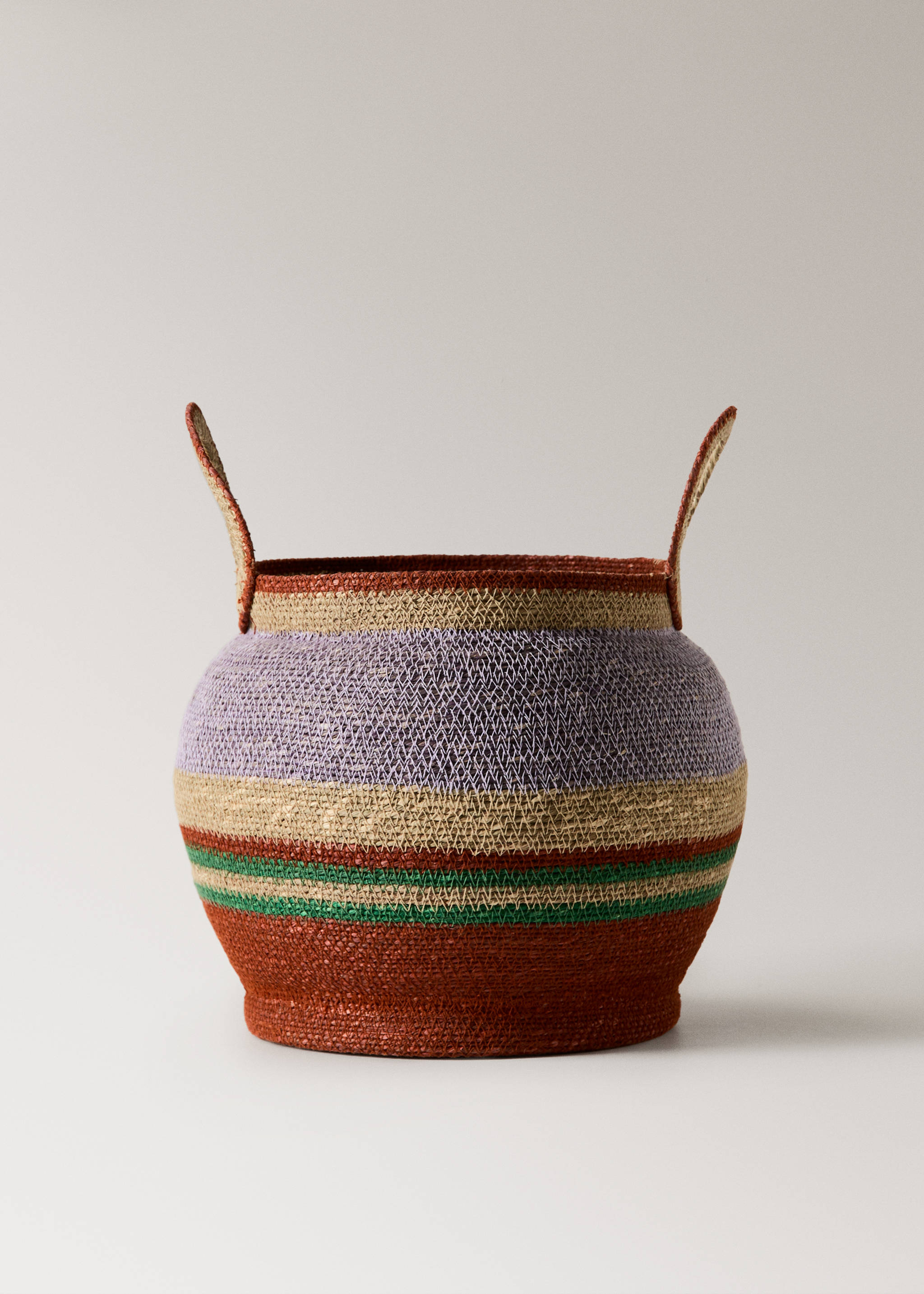 Medium round basket with stripe handles - Article without model