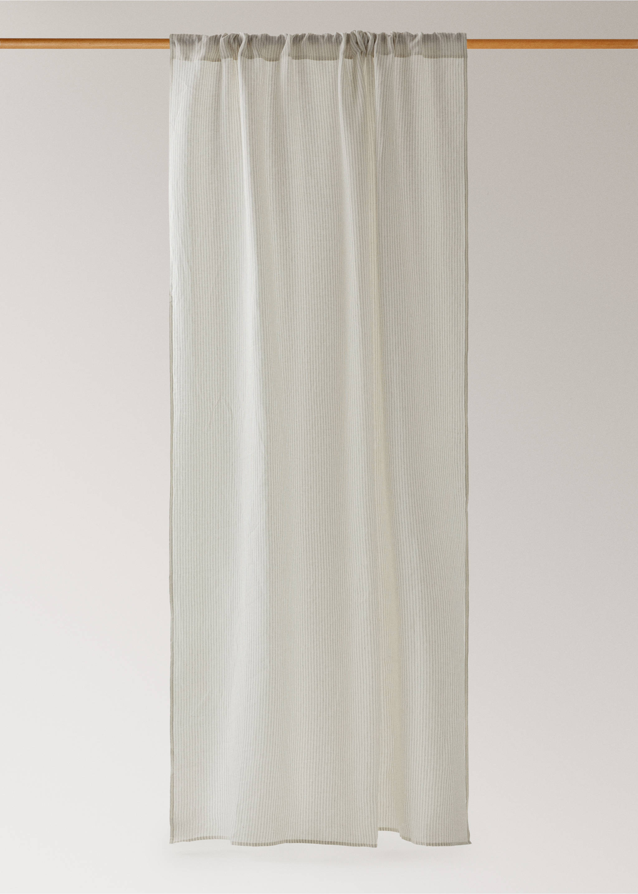 Linen curtain with stripes, medium opacity - Article without model, Off White. Ref: 27043275-00.