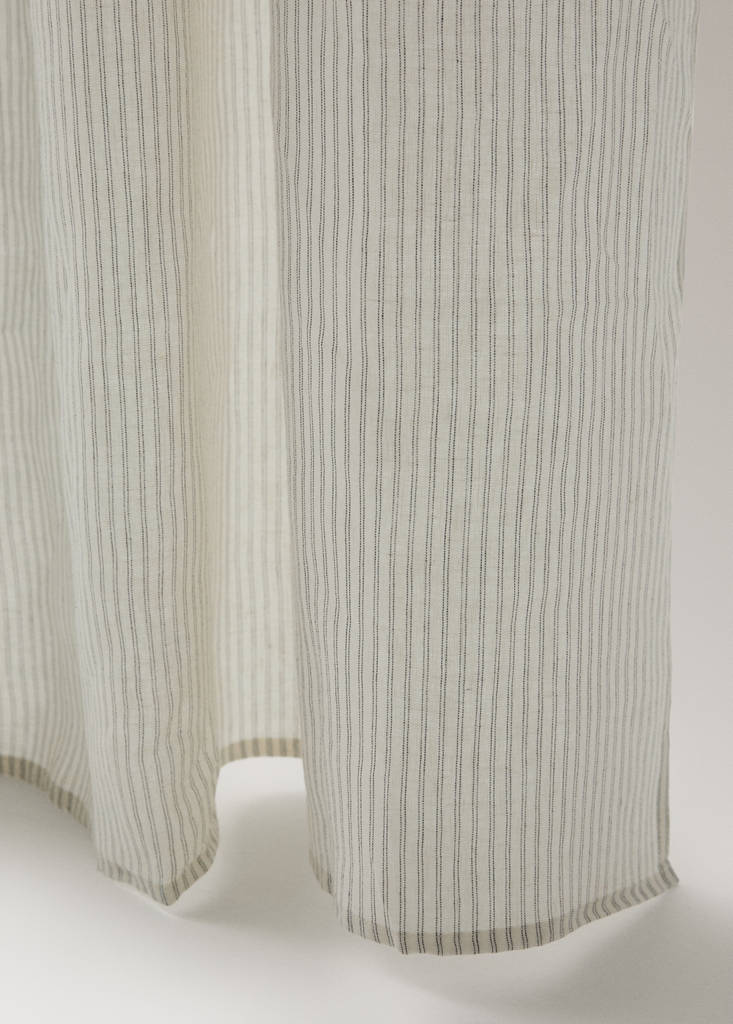 Linen curtain with stripes, medium opacity — Off White