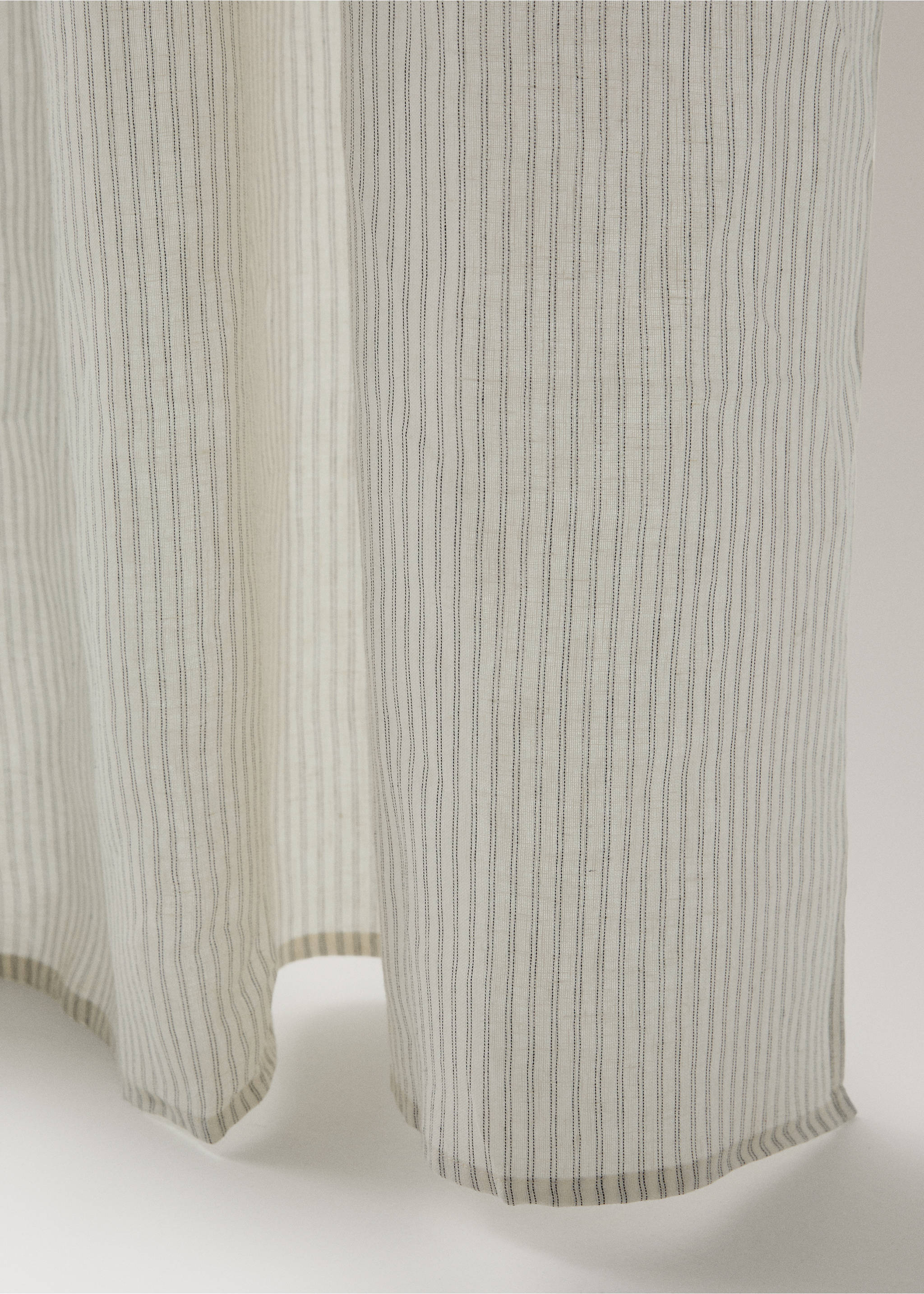 Linen curtain with stripes, medium opacity - Details of the article 1, Off White. Ref: 27043275-00.