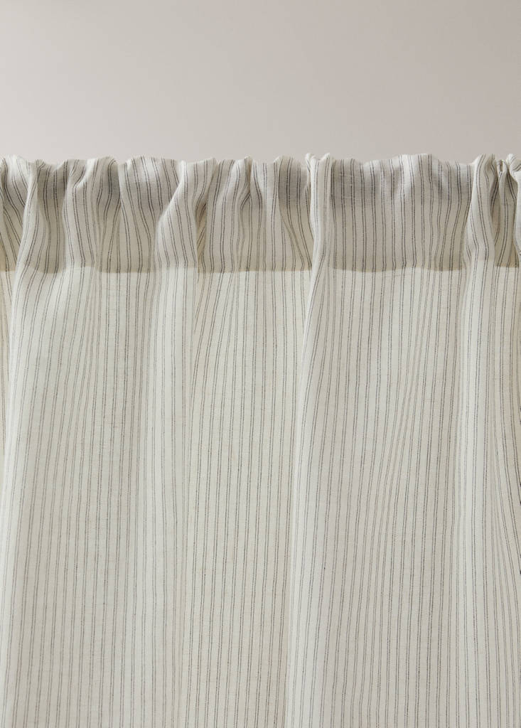 Linen curtain with stripes, medium opacity — Off White