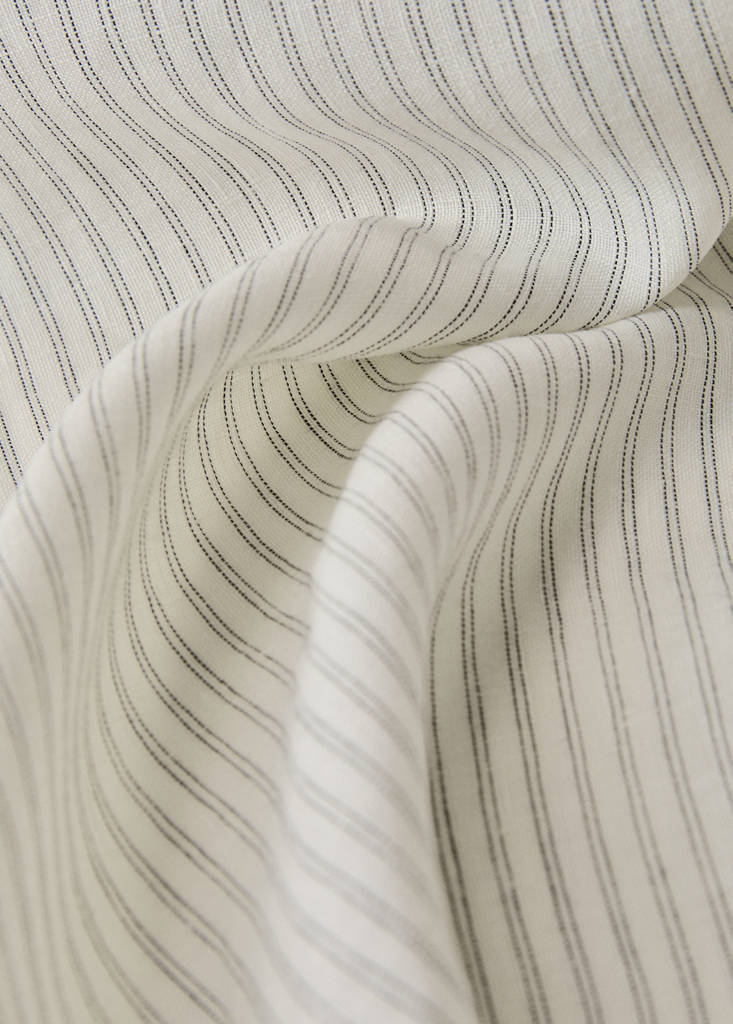 Linen curtain with stripes, medium opacity — Off White