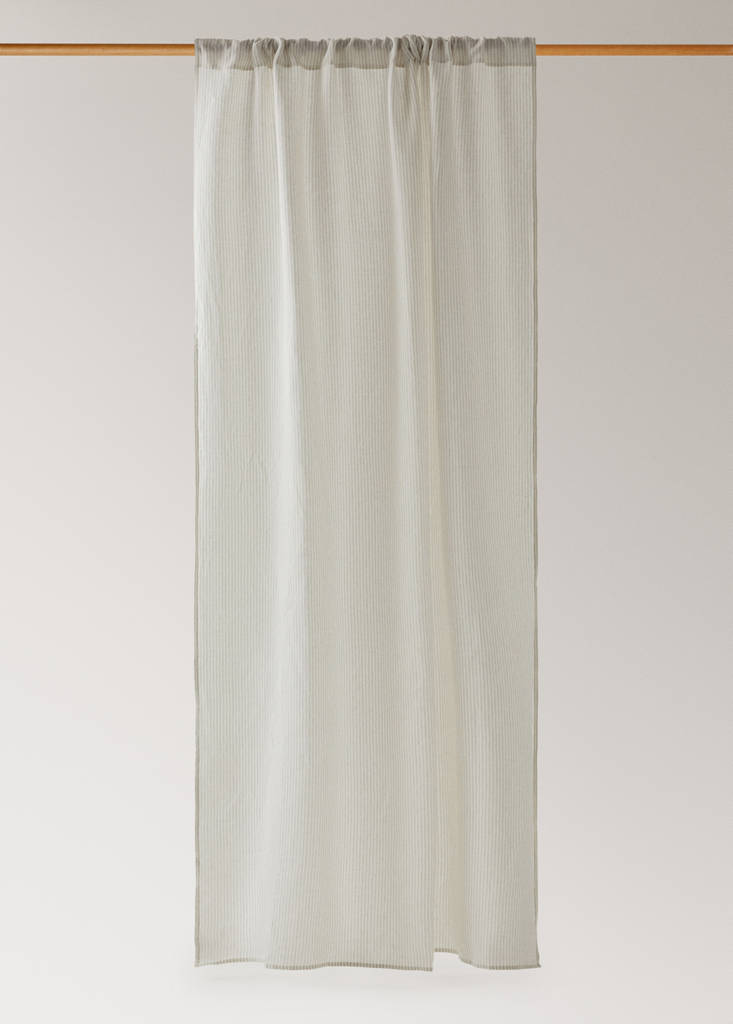 Linen curtain with stripes, medium opacity — Off White