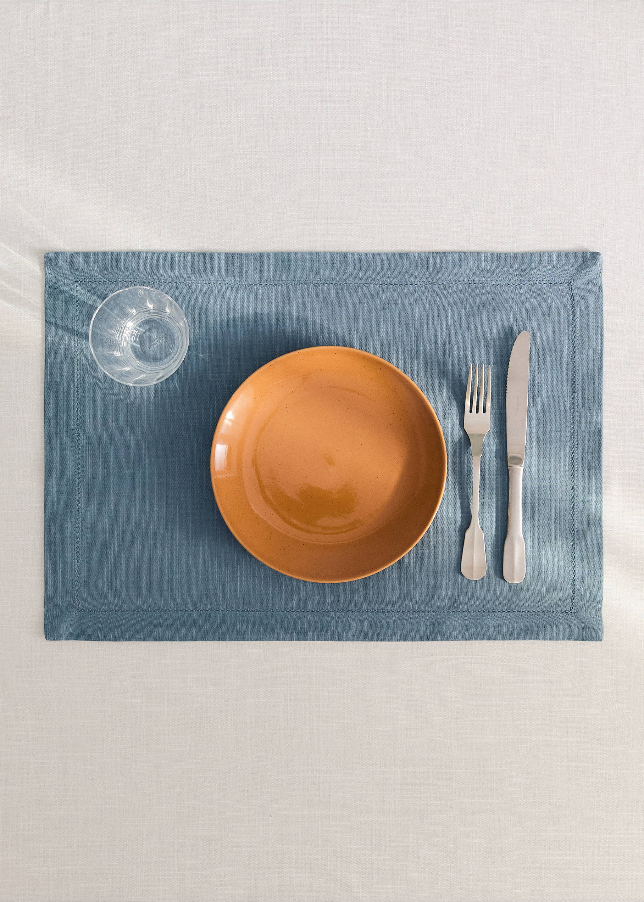 Hemstitch detail table mats - General plane, Blue. Ref: 27043277-00.