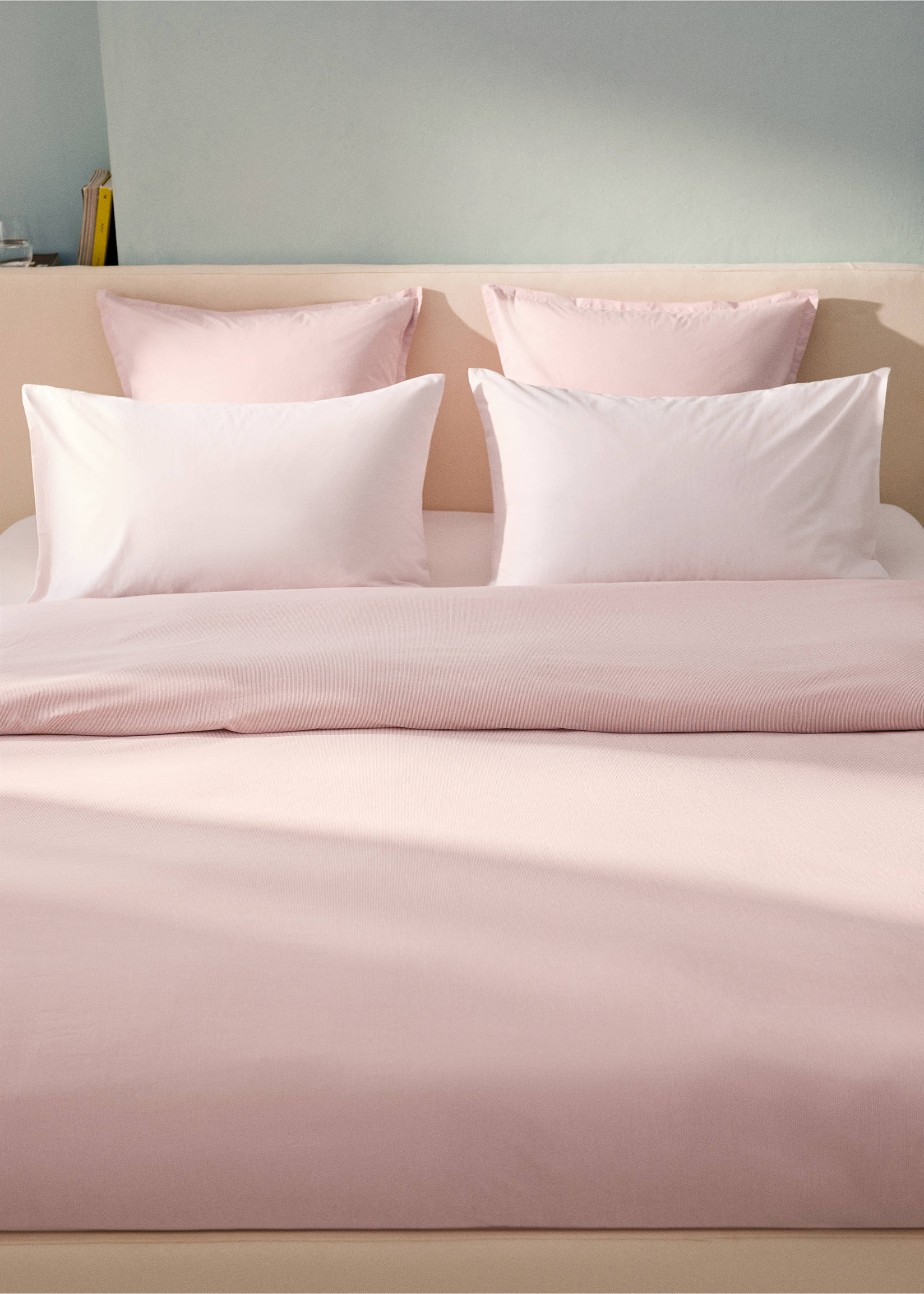 Cotton yarn-dyed duvet cover for Bed 150/160 cm - Details of the article 7, Grapefruit. Ref: 27043279-00.