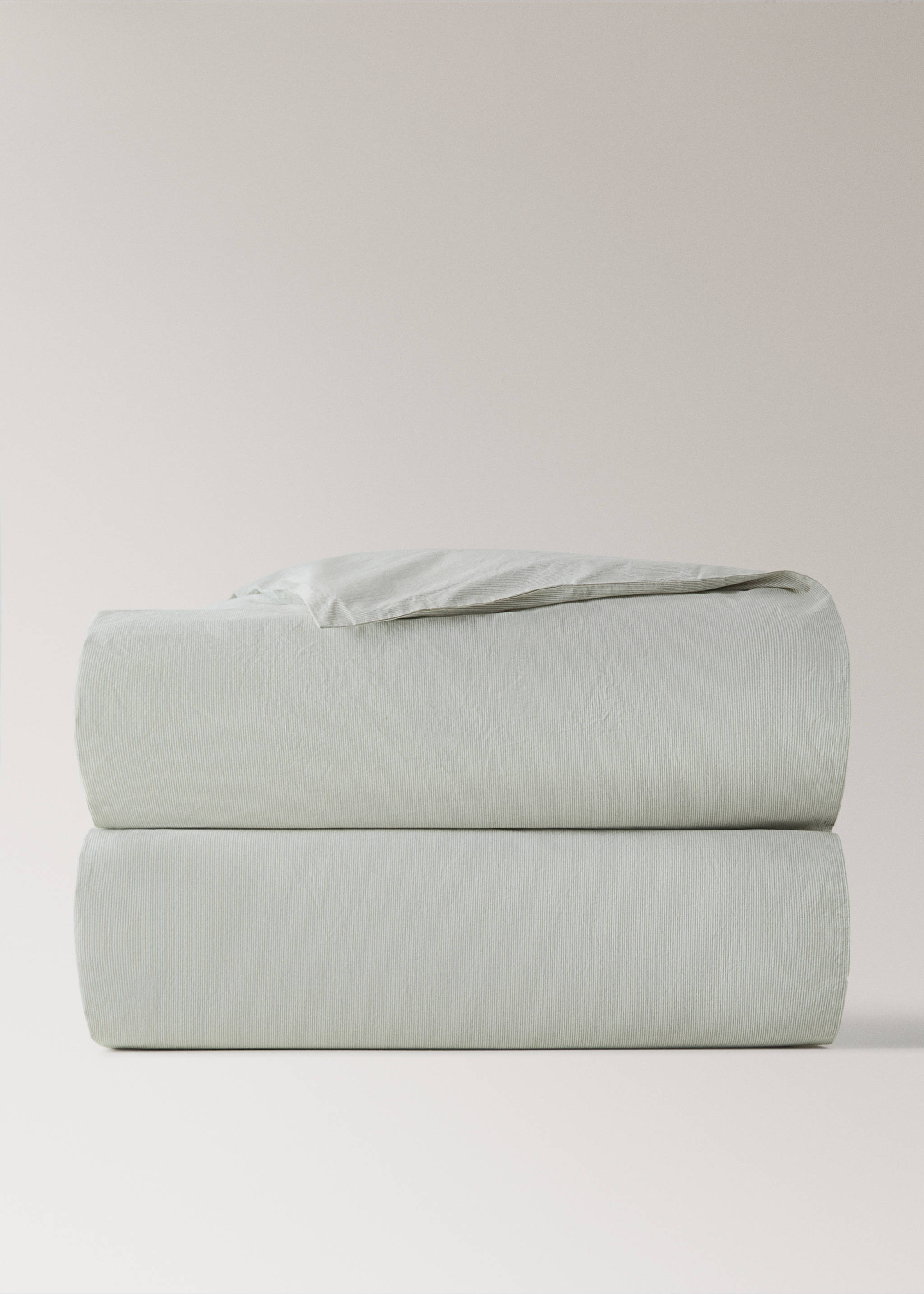 Cotton yarn-dyed duvet cover for Bed 150/160 cm - Article without model, Pastel Green. Ref: 27043279-00.