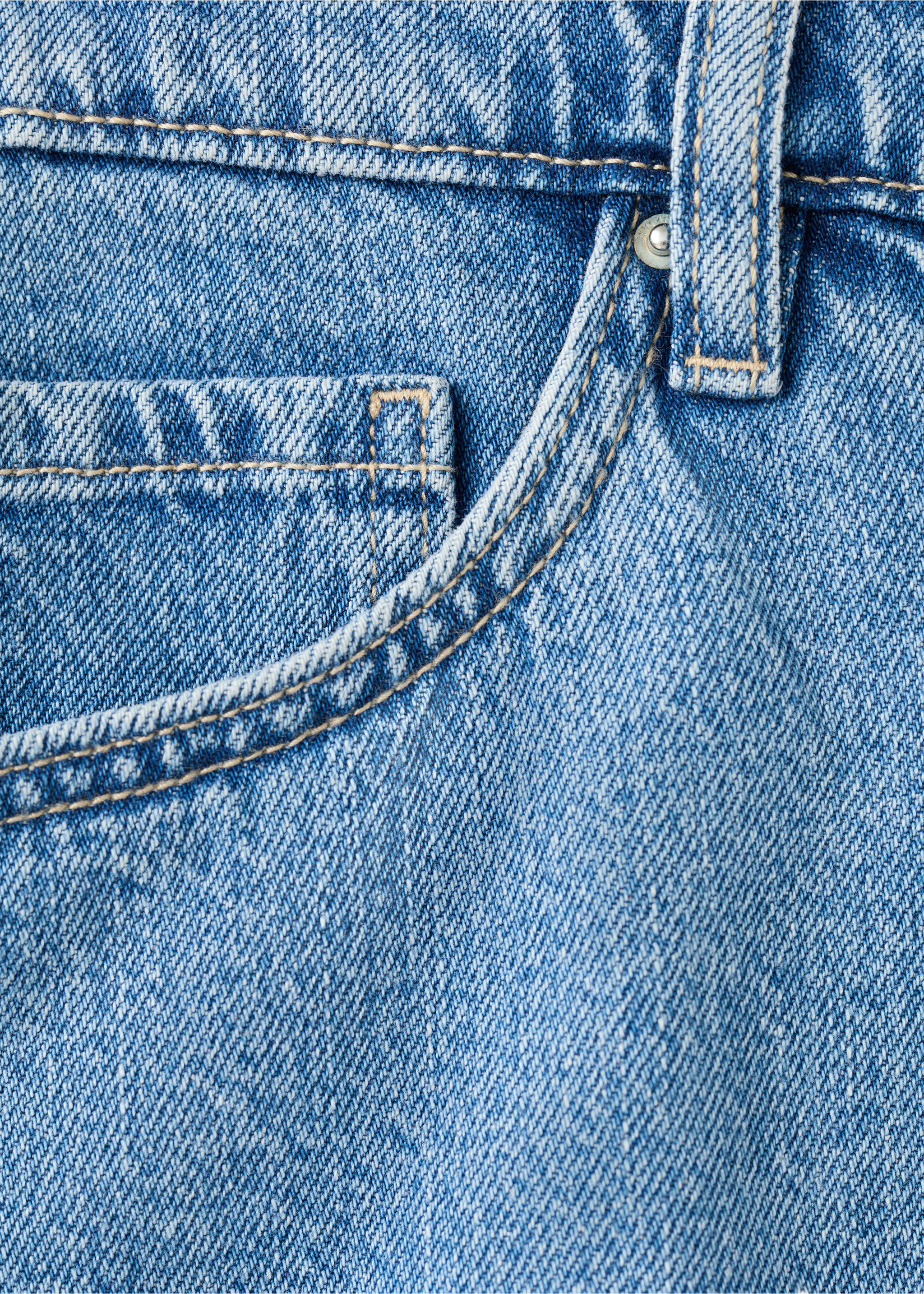 Shorts denim rectos tiro alto - Detalle del artículo 0, Azul medio. Ref: 27043284-00.