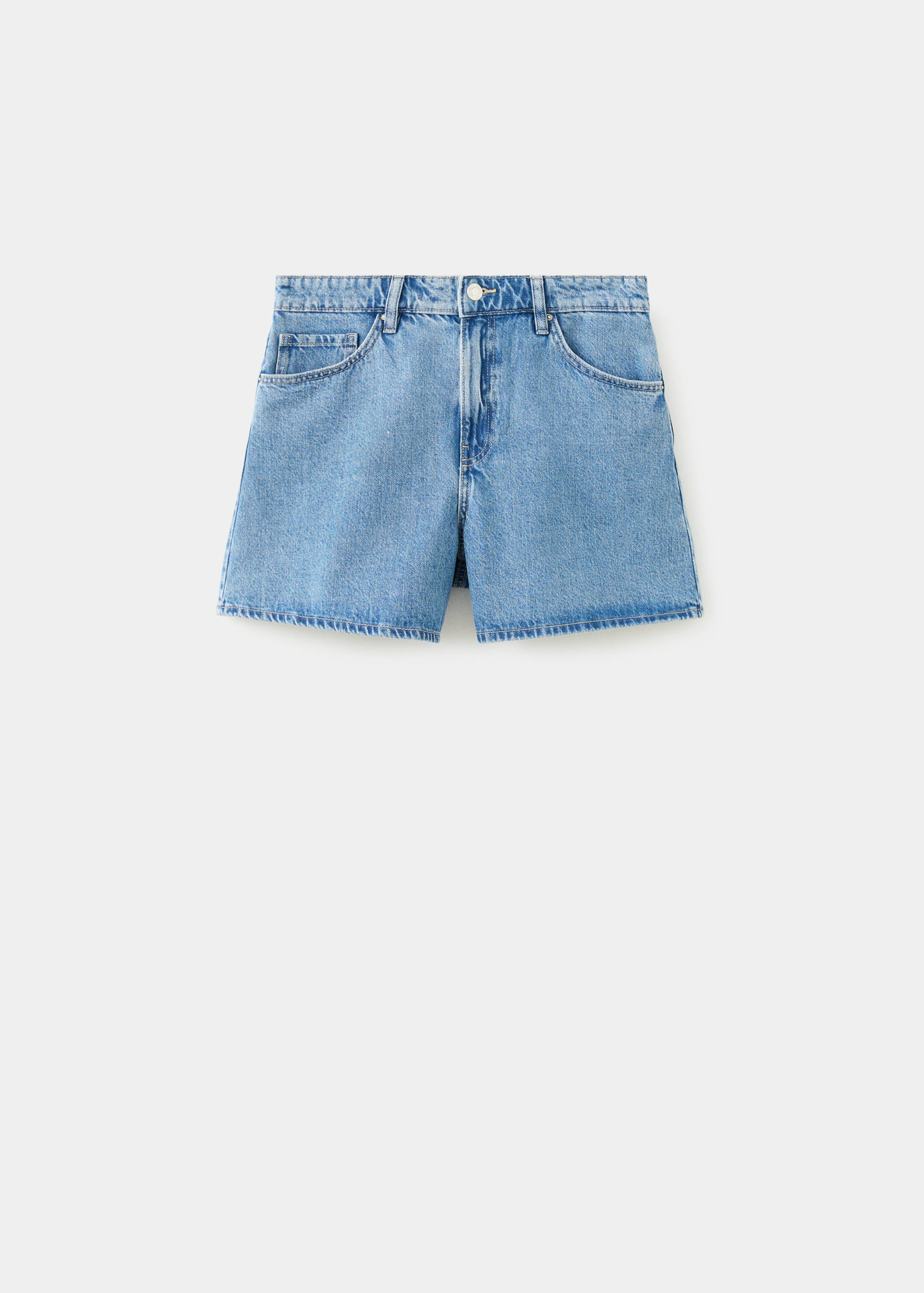 High-waisted straight-fit denim shorts - Article without model